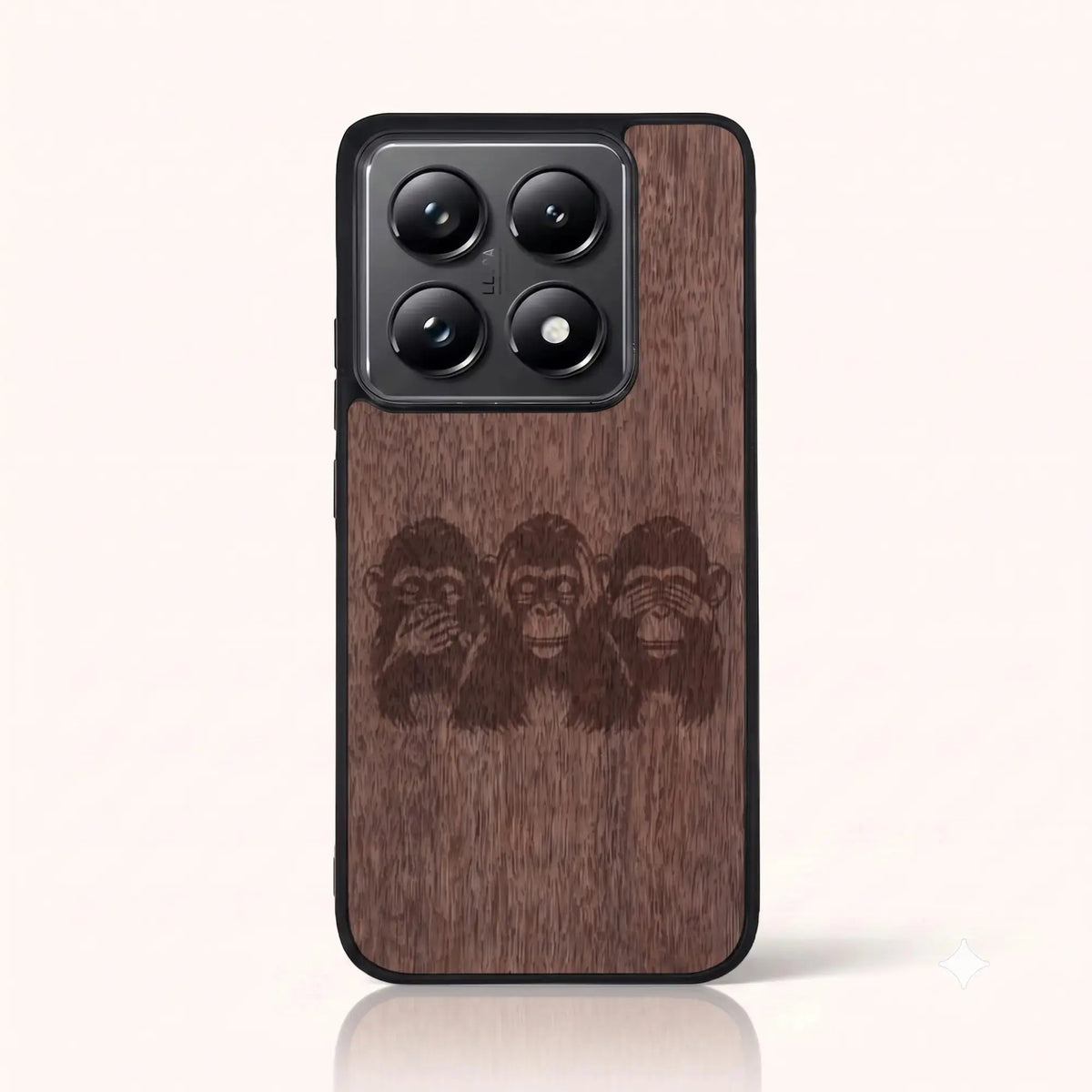 Coque Xiaomi Mi 14T et 14T Pro – Les Singes de la sagesse en bois de noyer foncé