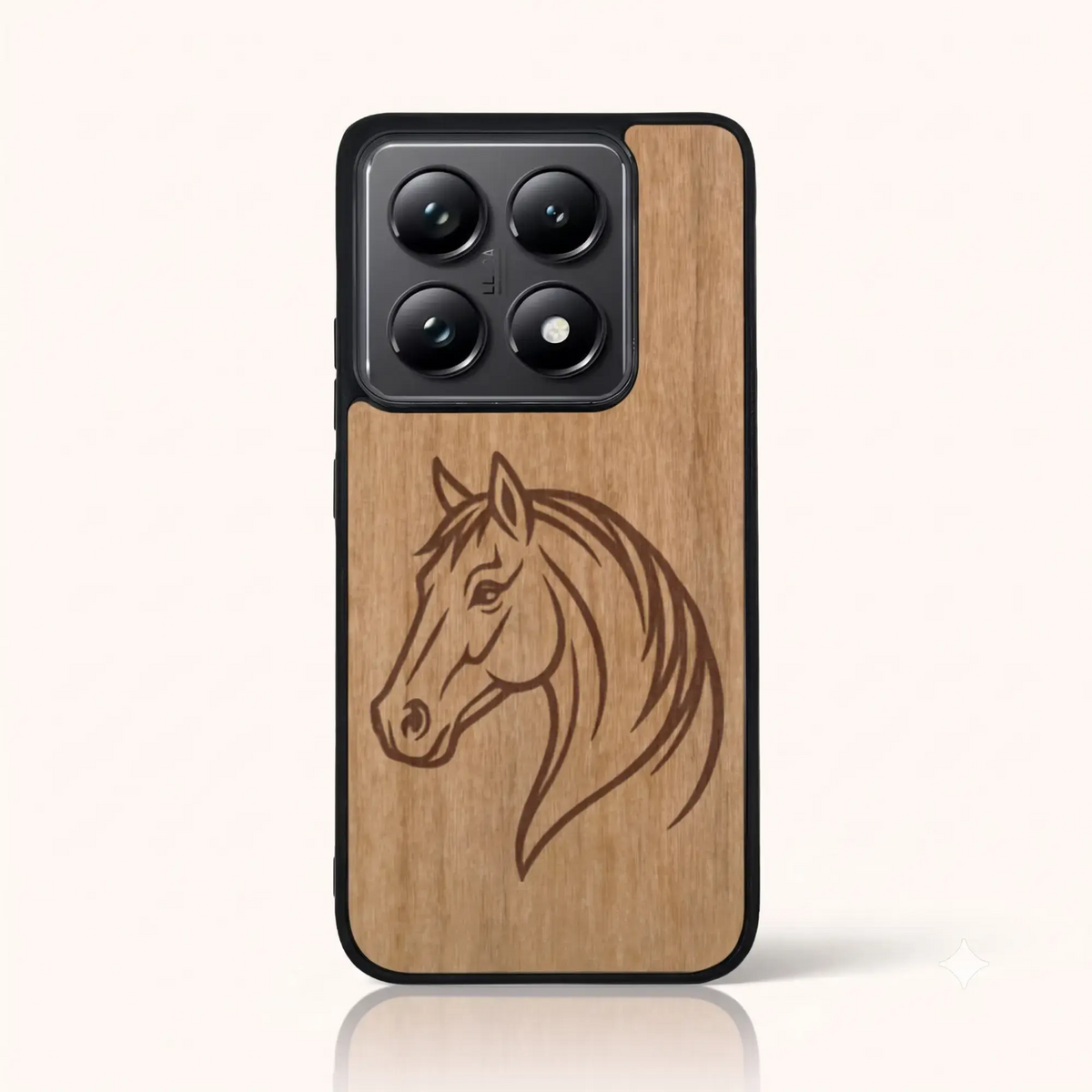 Coque Xiaomi Mi 14T et 14T Pro – Le Cheval en gravure sur bois (Tilleul)