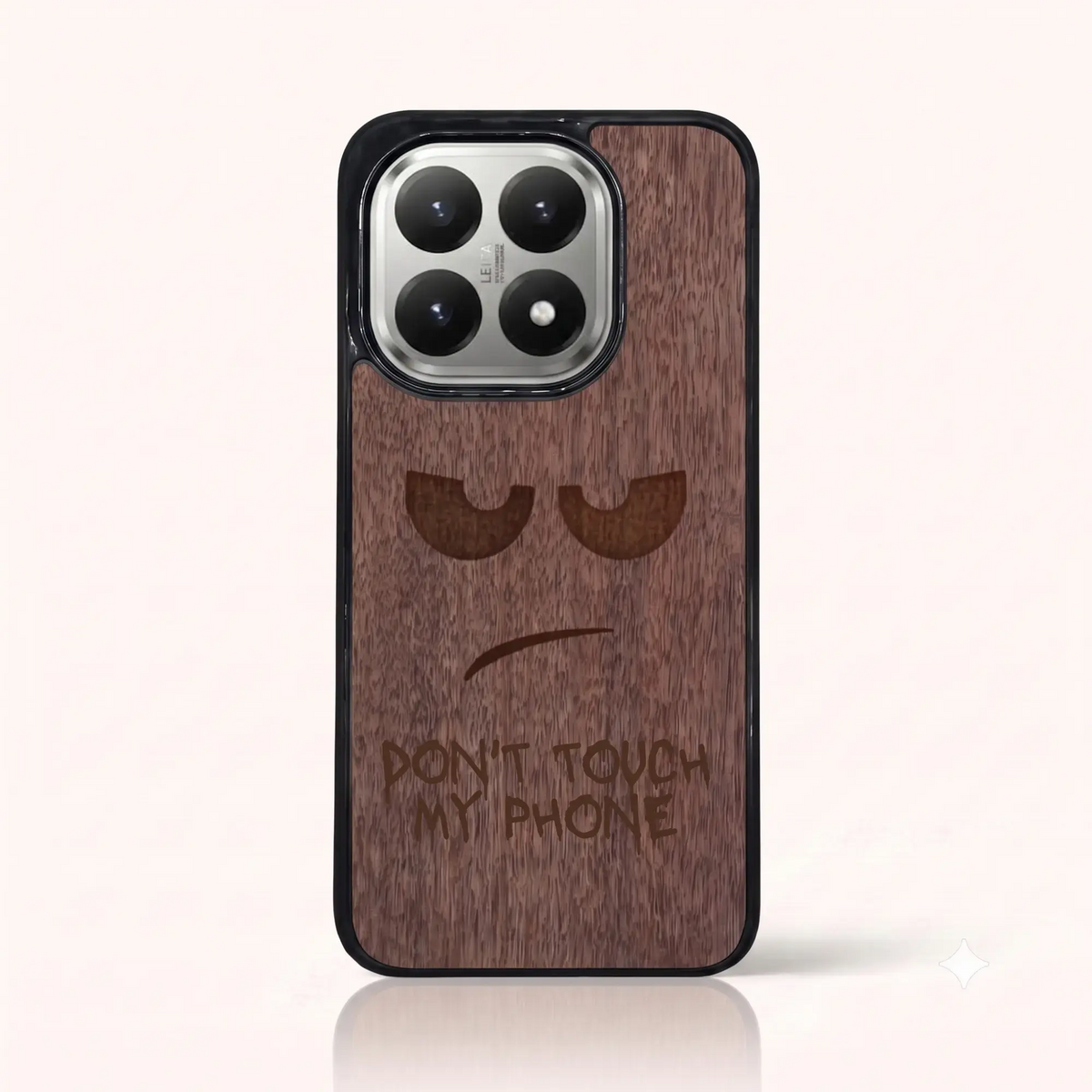 Coque Xiaomi Mi 15T – Don't Touch My Phone en gravure sur bois (Noyer)