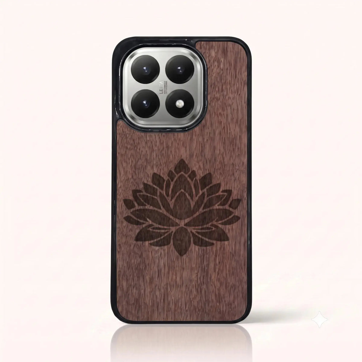 Coque Xiaomi Mi 15T – Fleur de Lotus en bois de noyer foncé