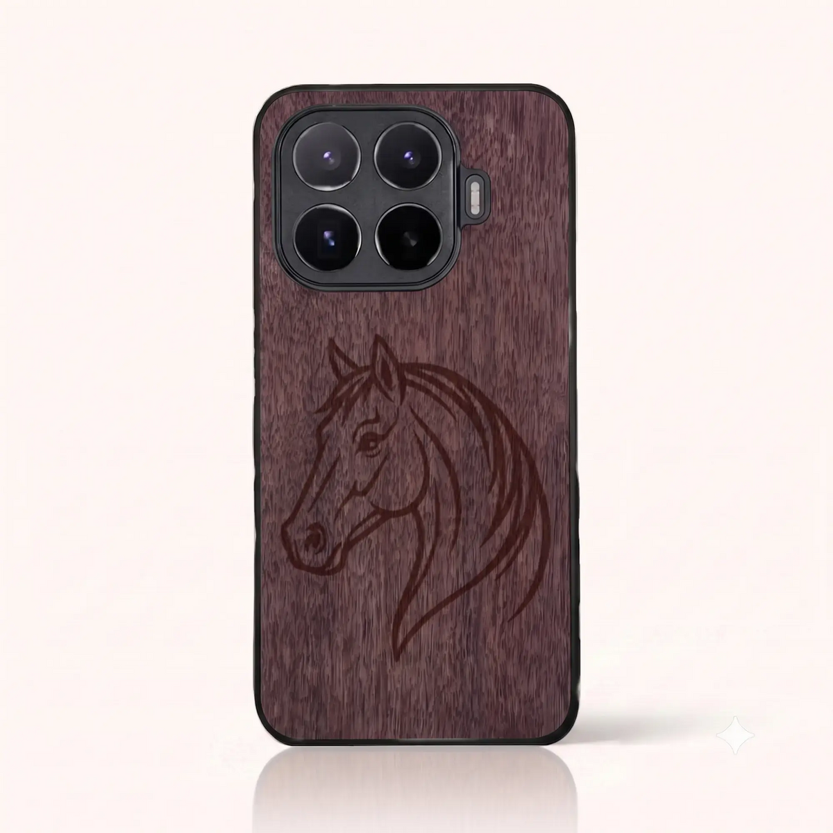 Coque Xiaomi Mi 17T Pro – Le Cheval en gravure sur bois (Noyer)