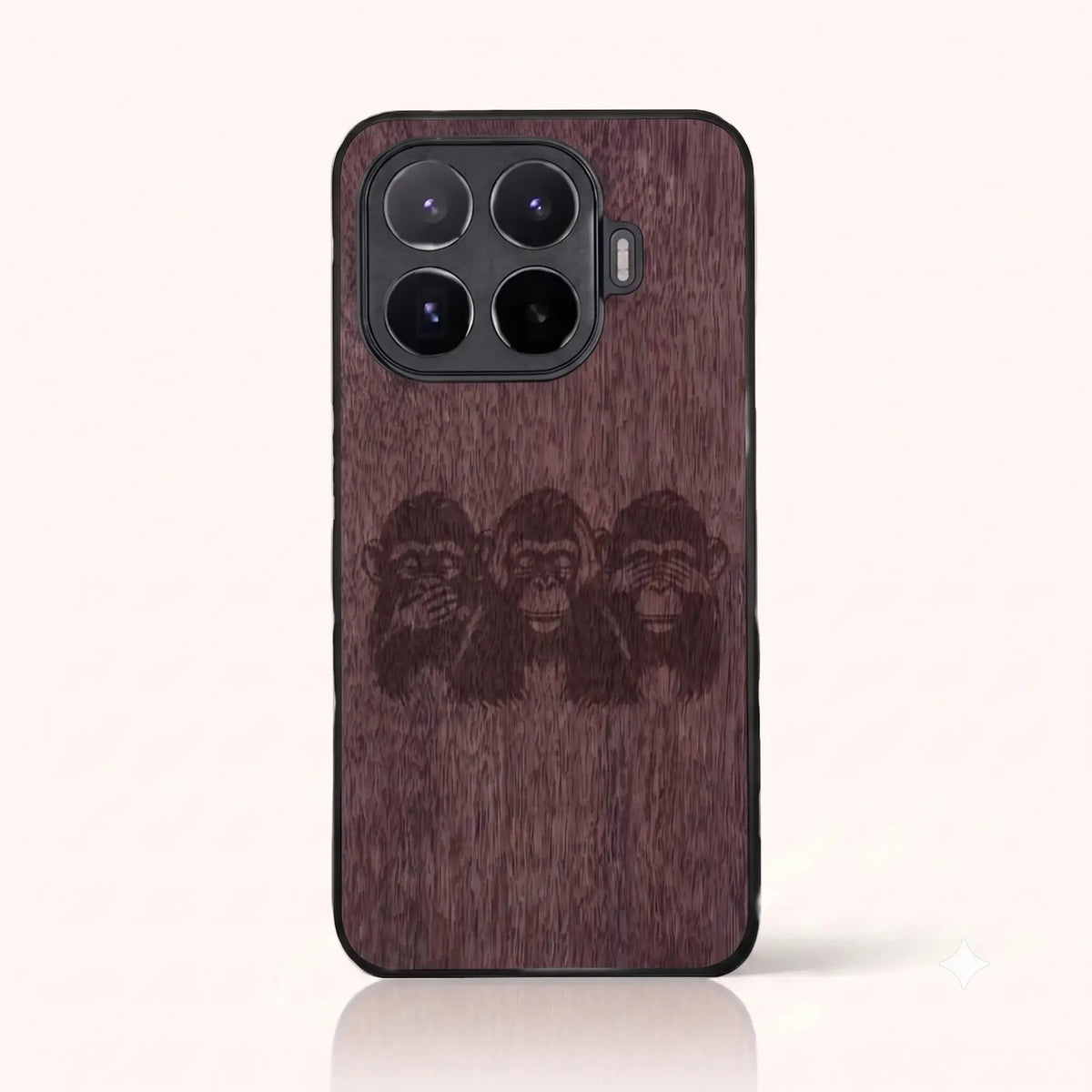 Coque Xiaomi Mi 17T Pro – Les Singes de la sagesse en bois de noyer foncé