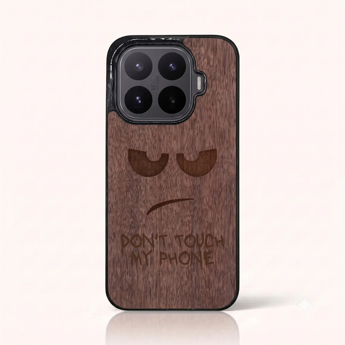 Coque Xiaomi Mi 17T – Don't Touch My Phone en gravure sur bois (Noyer)