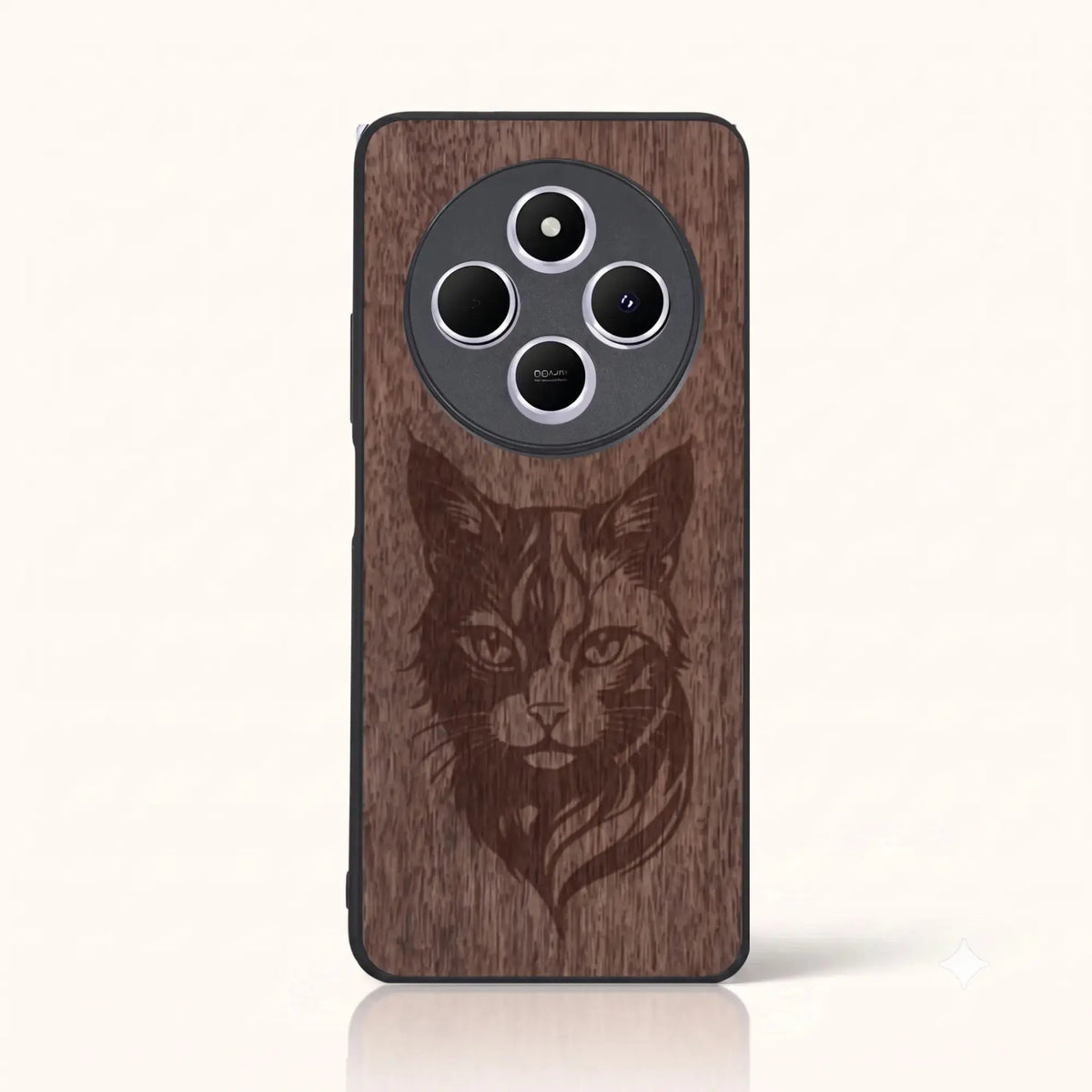 Coque Xiaomi Redmi 14C – Le Chat en bois de noyer foncé