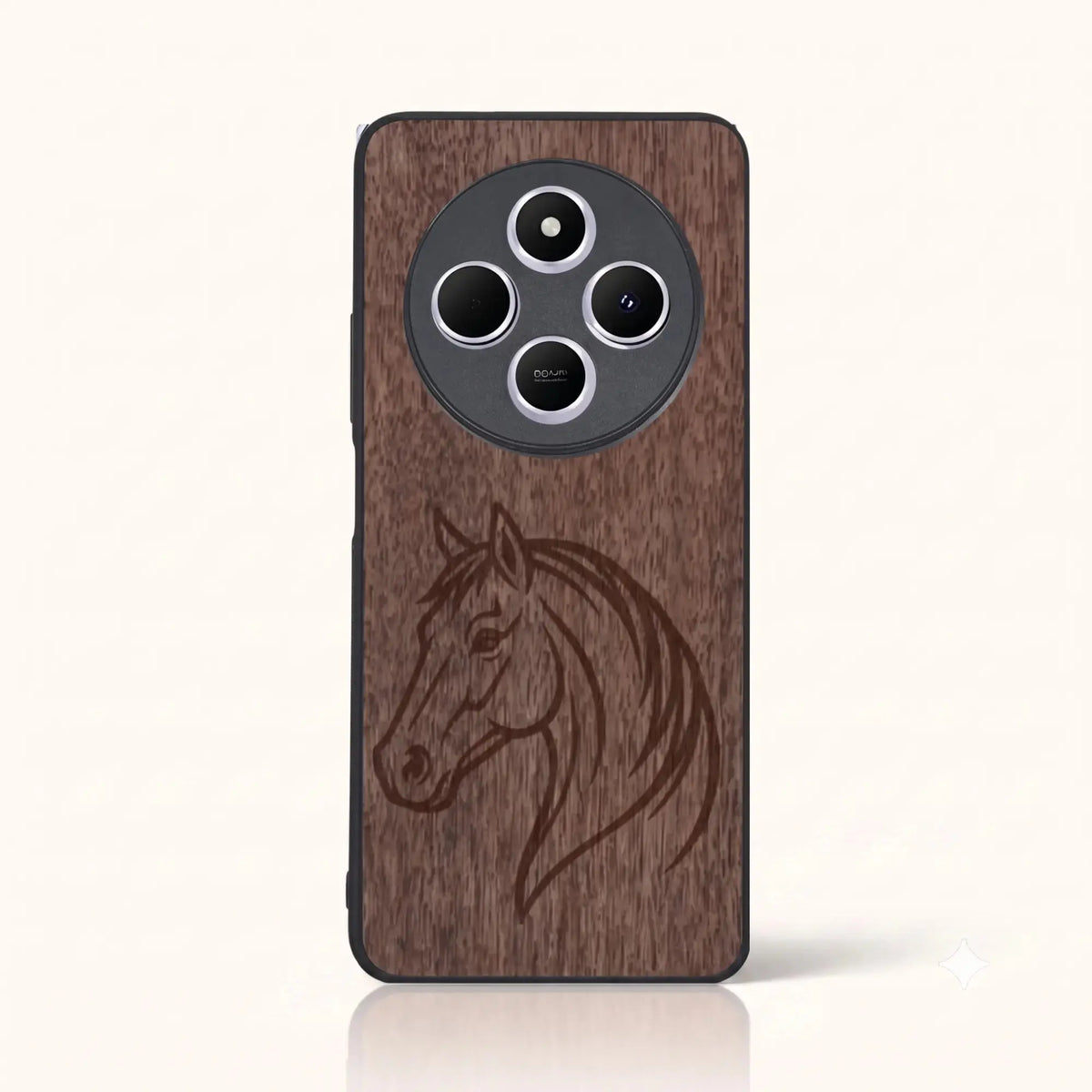 Coque Xiaomi Redmi 14C – Le Cheval en bois de noyer foncé