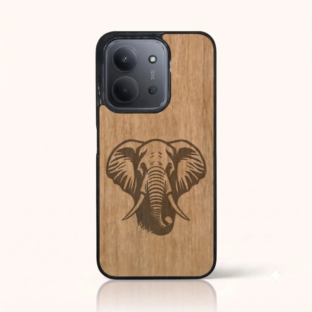 Coque Xiaomi Redmi 15C – Éléphant en bois de tilleul clair