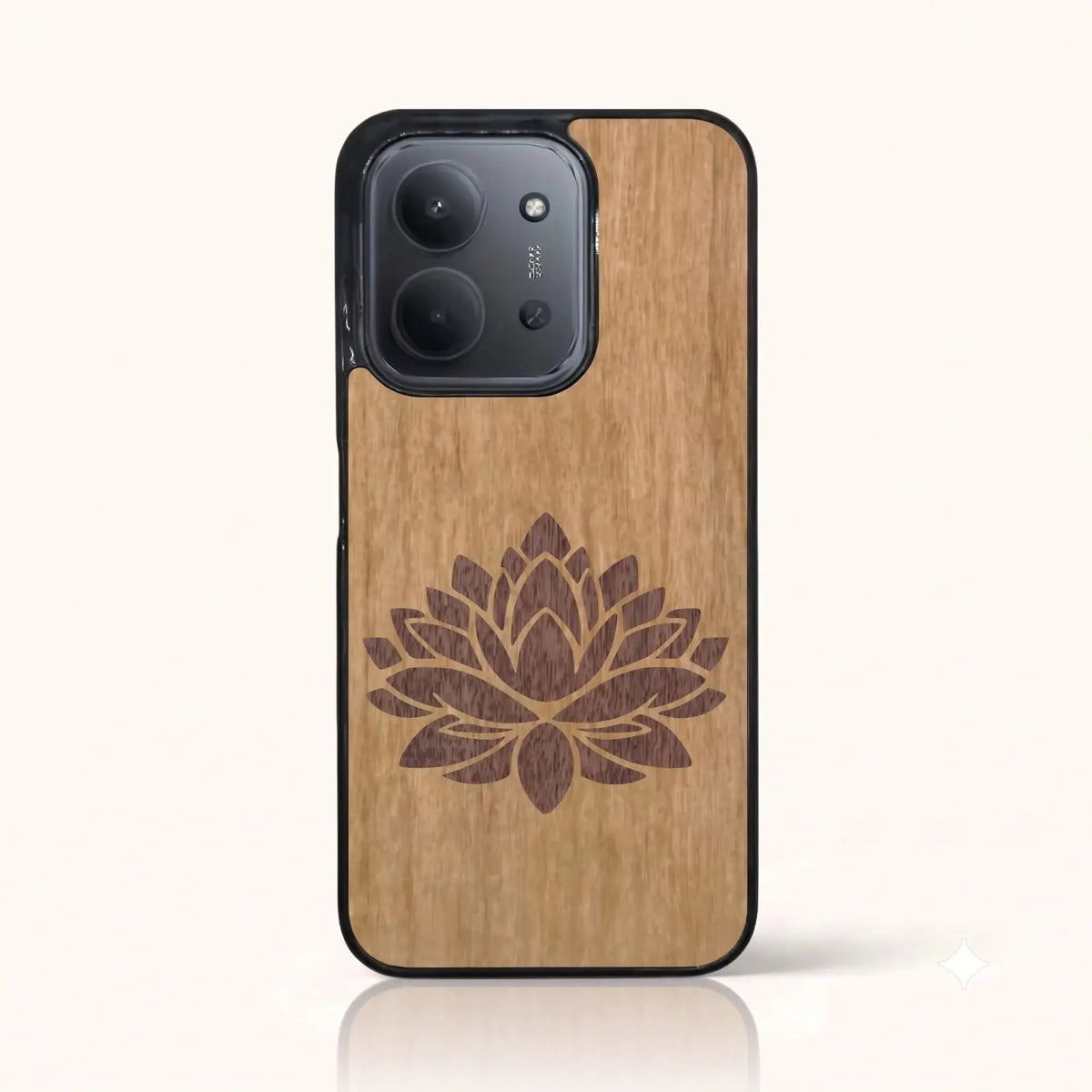 Coque Xiaomi Redmi 15C – La Fleur de Lotus en marqueterie de bois
