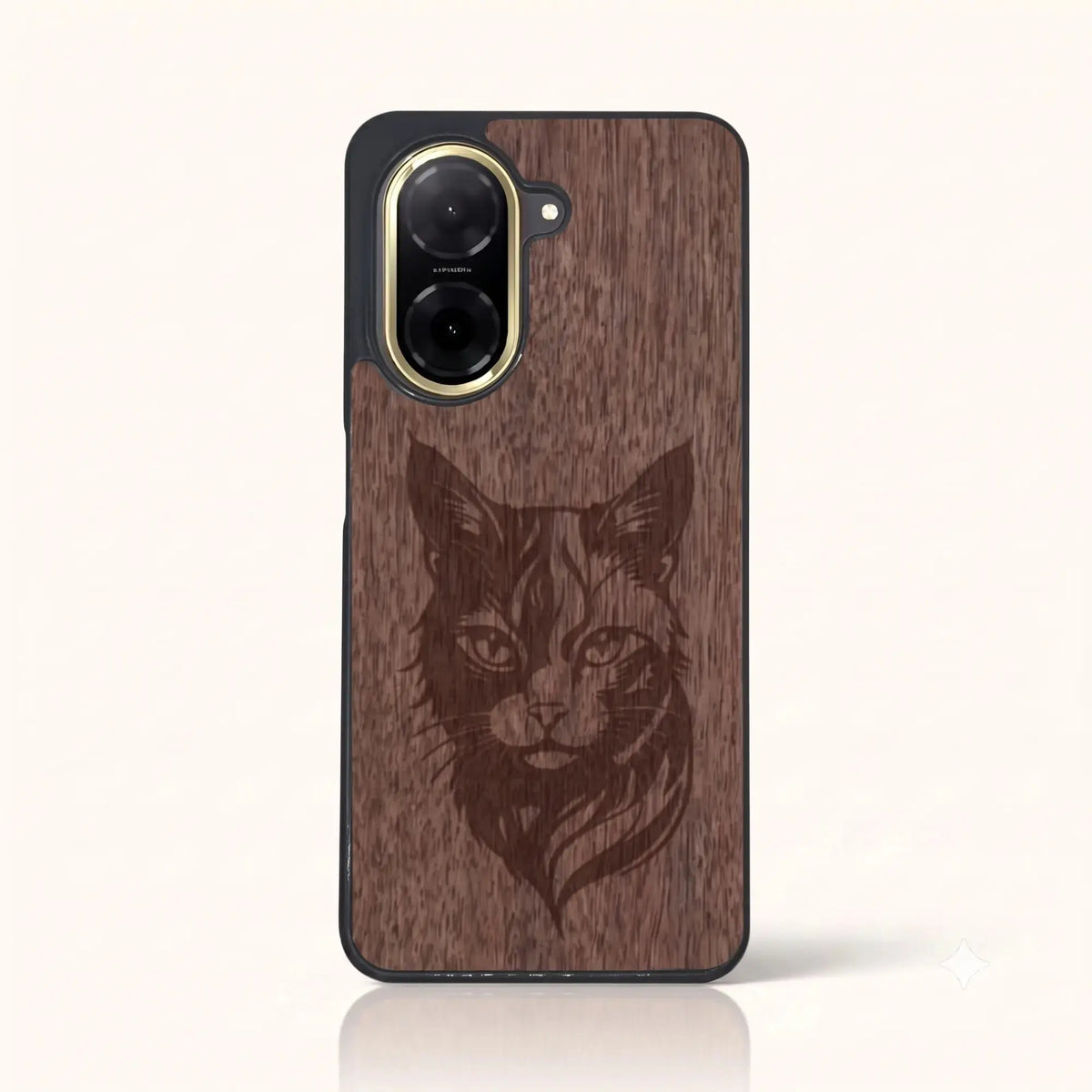Coque Xiaomi Redmi A5 4G – Le Chat en bois de noyer foncé