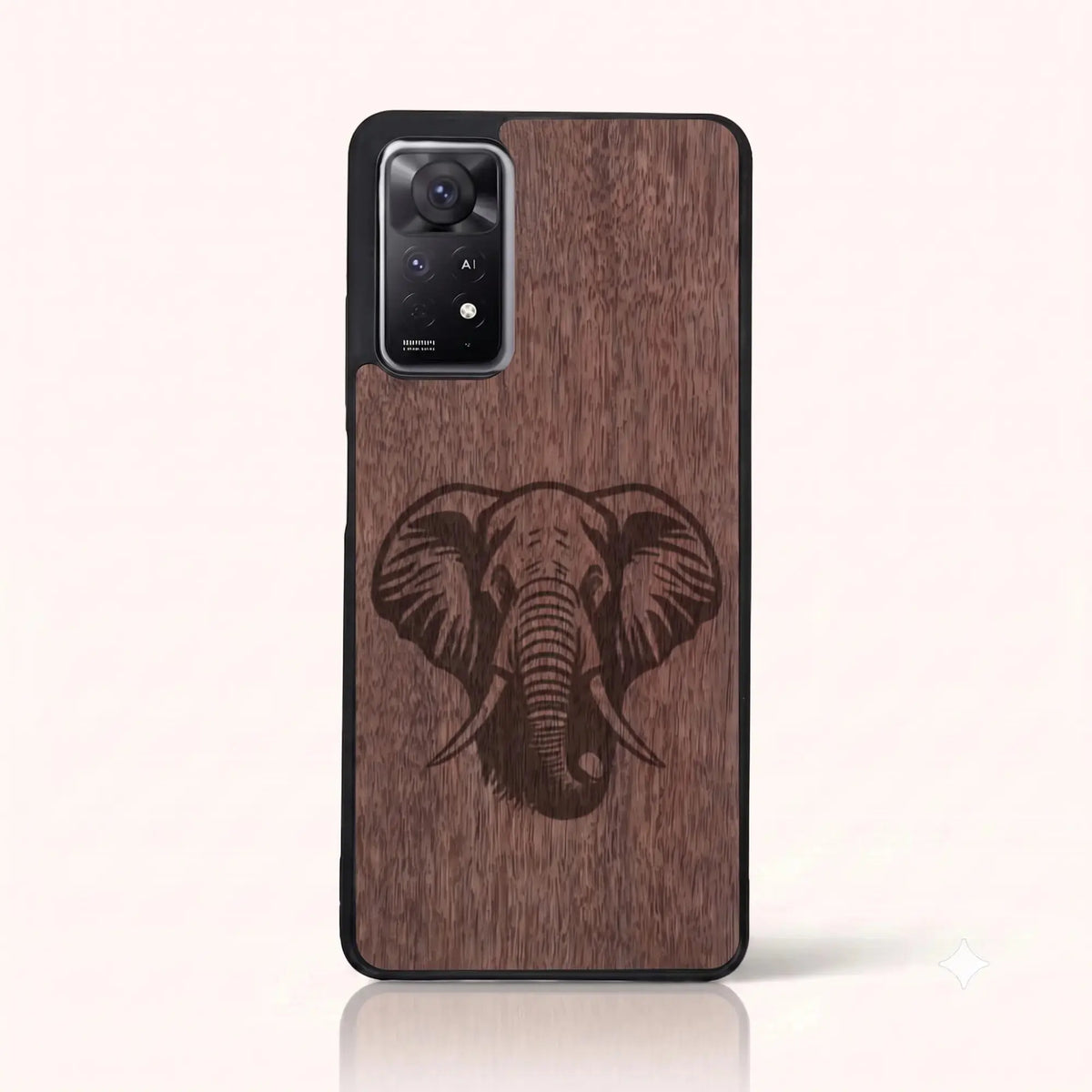 Coque Xiaomi Redmi Note 11 Pro 5G et 4G – Éléphant en bois de noyer foncé