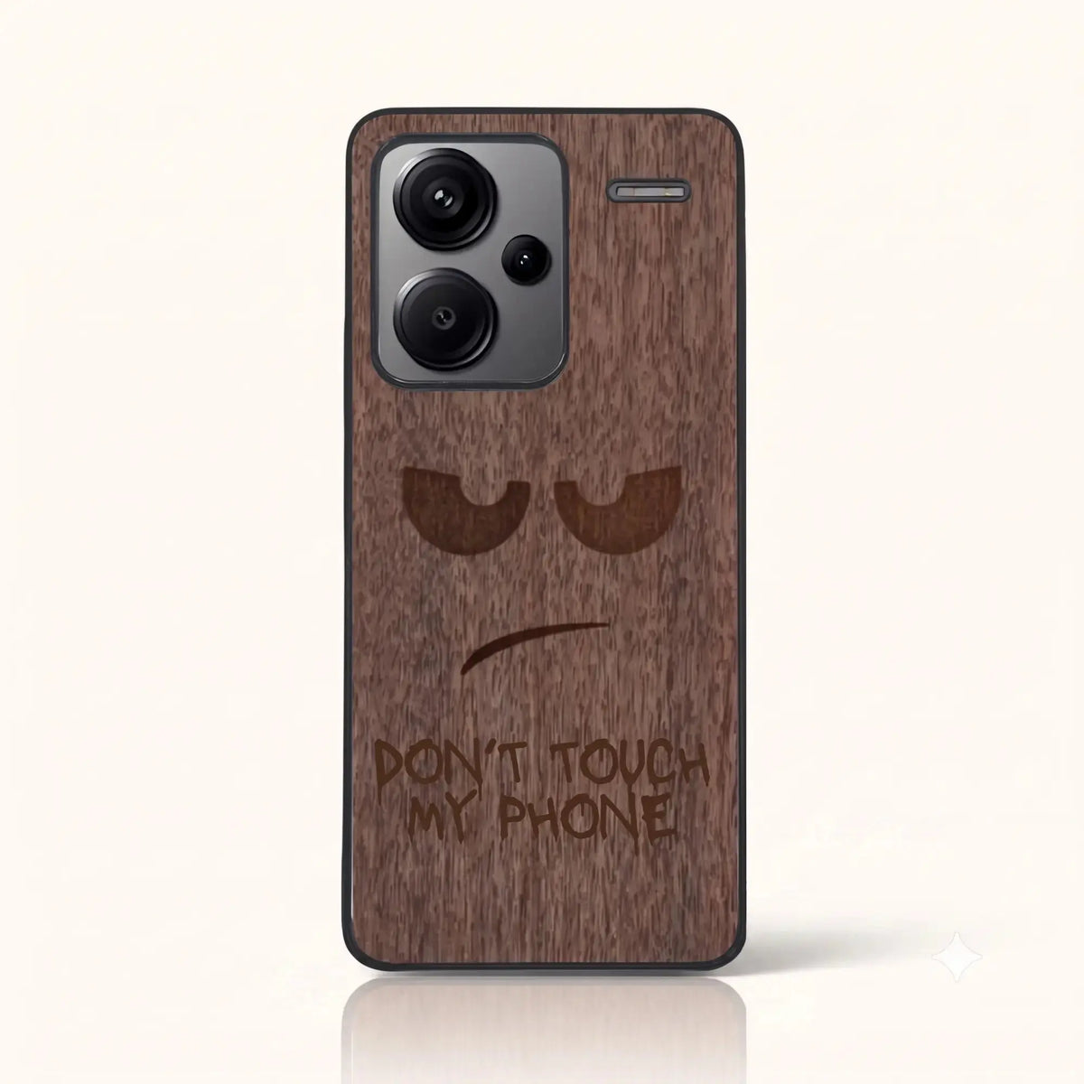 Coque Xiaomi Redmi Note 13 Pro Plus 5G – Don't Touch My Phone en bois de noyer foncé
