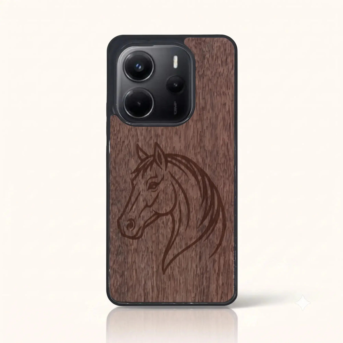 Coque Xiaomi Redmi Note 14 4G – Le Cheval en bois de noyer foncé
