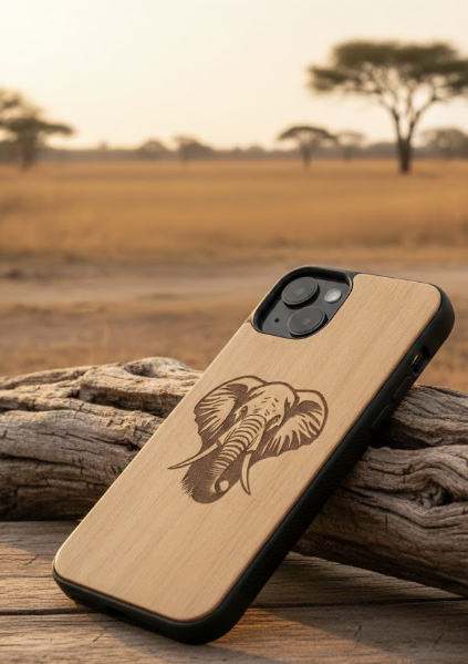 Coque bois téléphone - Elephant UNIK