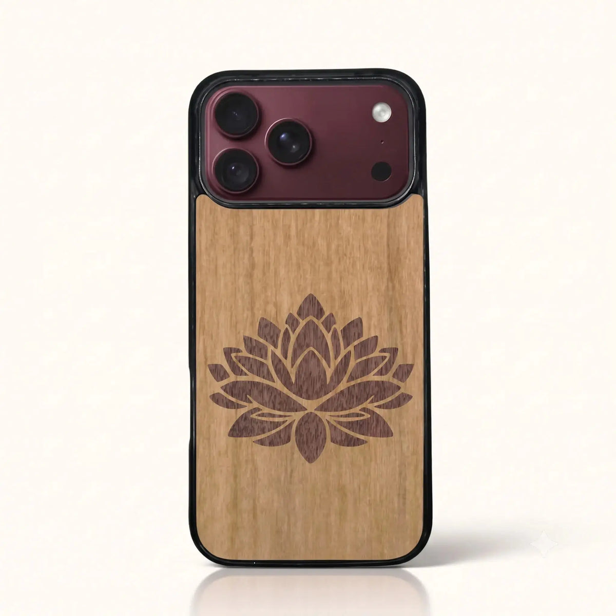 Coque iPhone 18 Pro Max – La Fleur de Lotus en marqueterie de bois