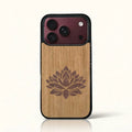 Coque iPhone 18 Pro – La Fleur de Lotus en marqueterie de bois