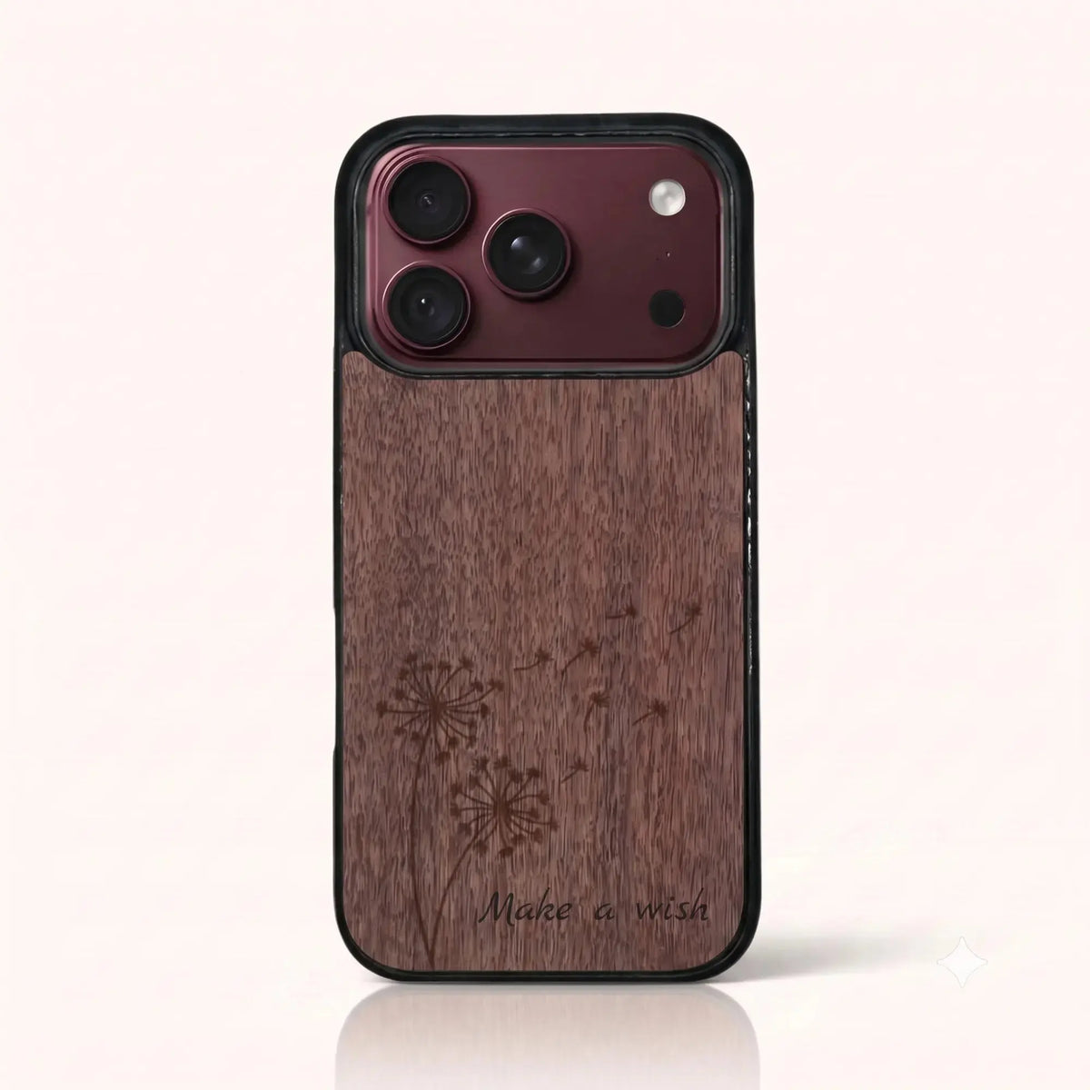 Coque iPhone 18 Pro – Make a Wish en bois de noyer foncé