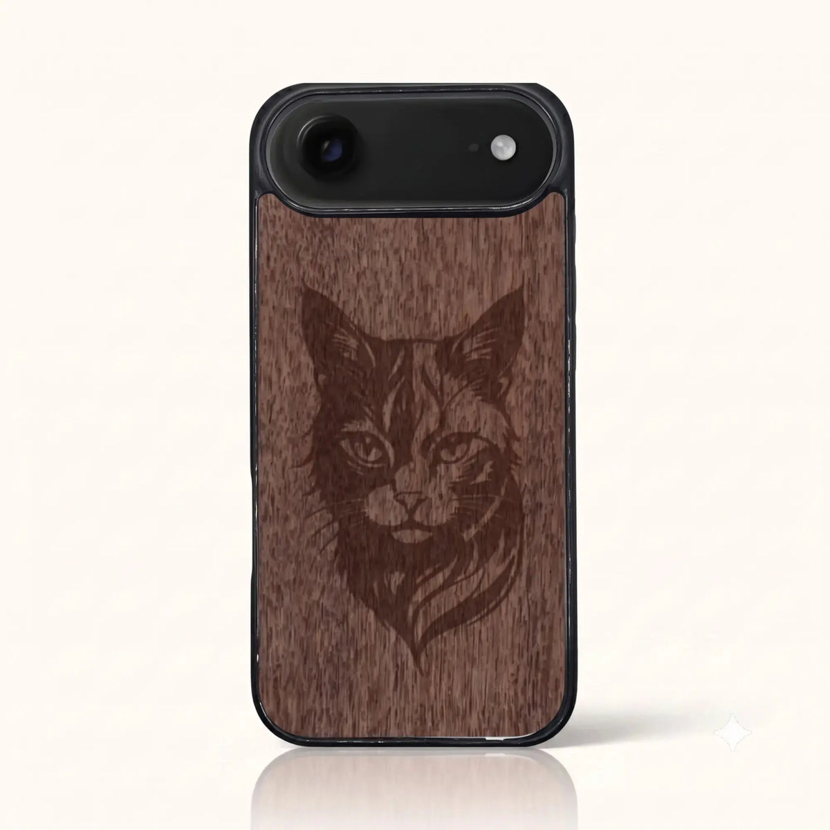 Coque iPhone Air – Le Chat en bois de noyer foncé