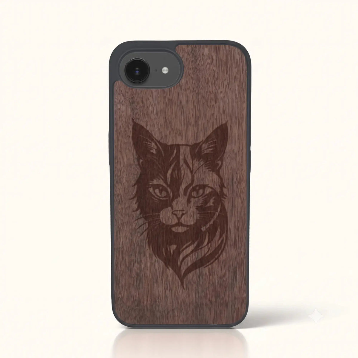 Coque iPhone SE – Le Chat en bois de noyer foncé