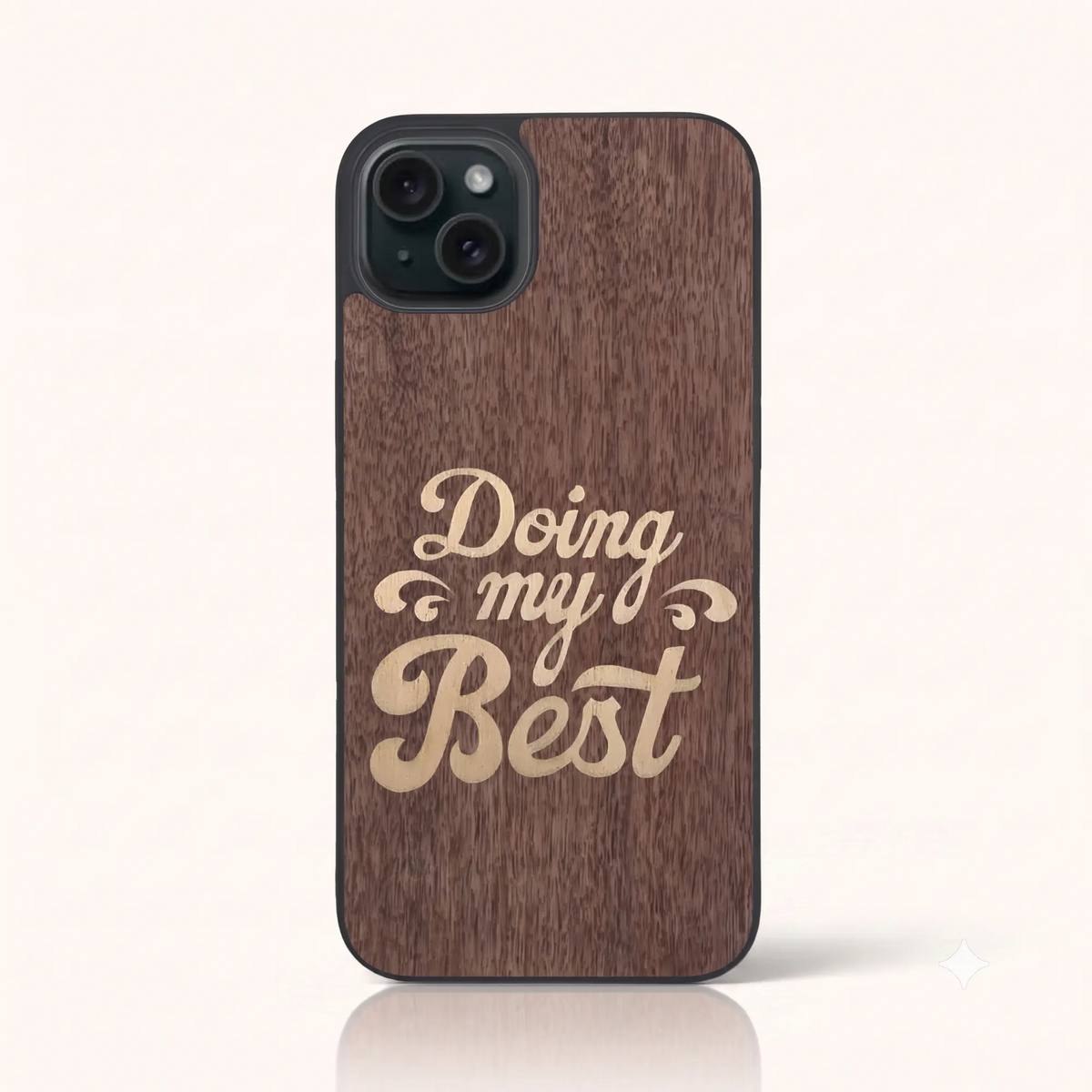 Coque iPhone 13 Mini – Doing My Best en marqueterie de bois