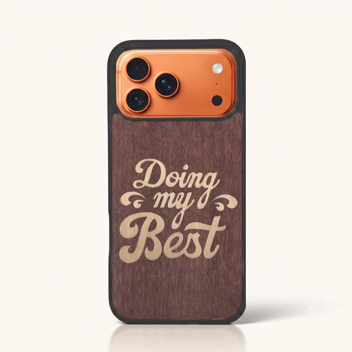 Coque iPhone 17 Pro – Doing My Best en marqueterie de bois