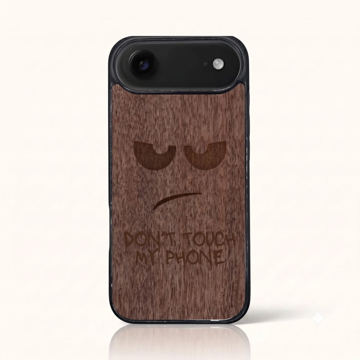 Coque iPhone Air – Don't Touch My Phone en bois de noyer foncé