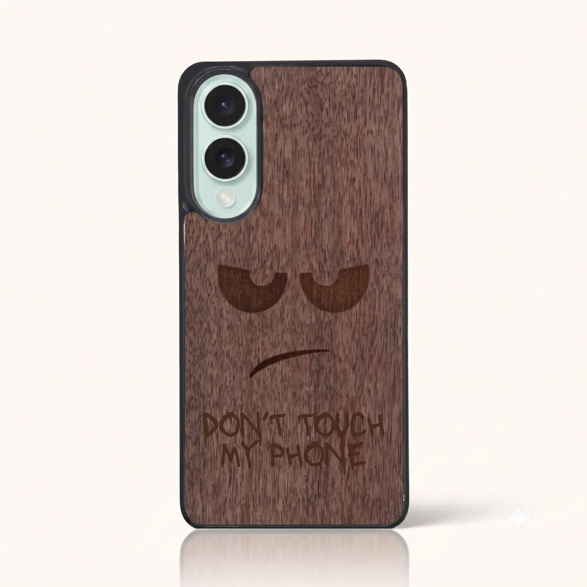 Coque Samsung S25 Edge – Don't Touch My Phone en bois de noyer foncé