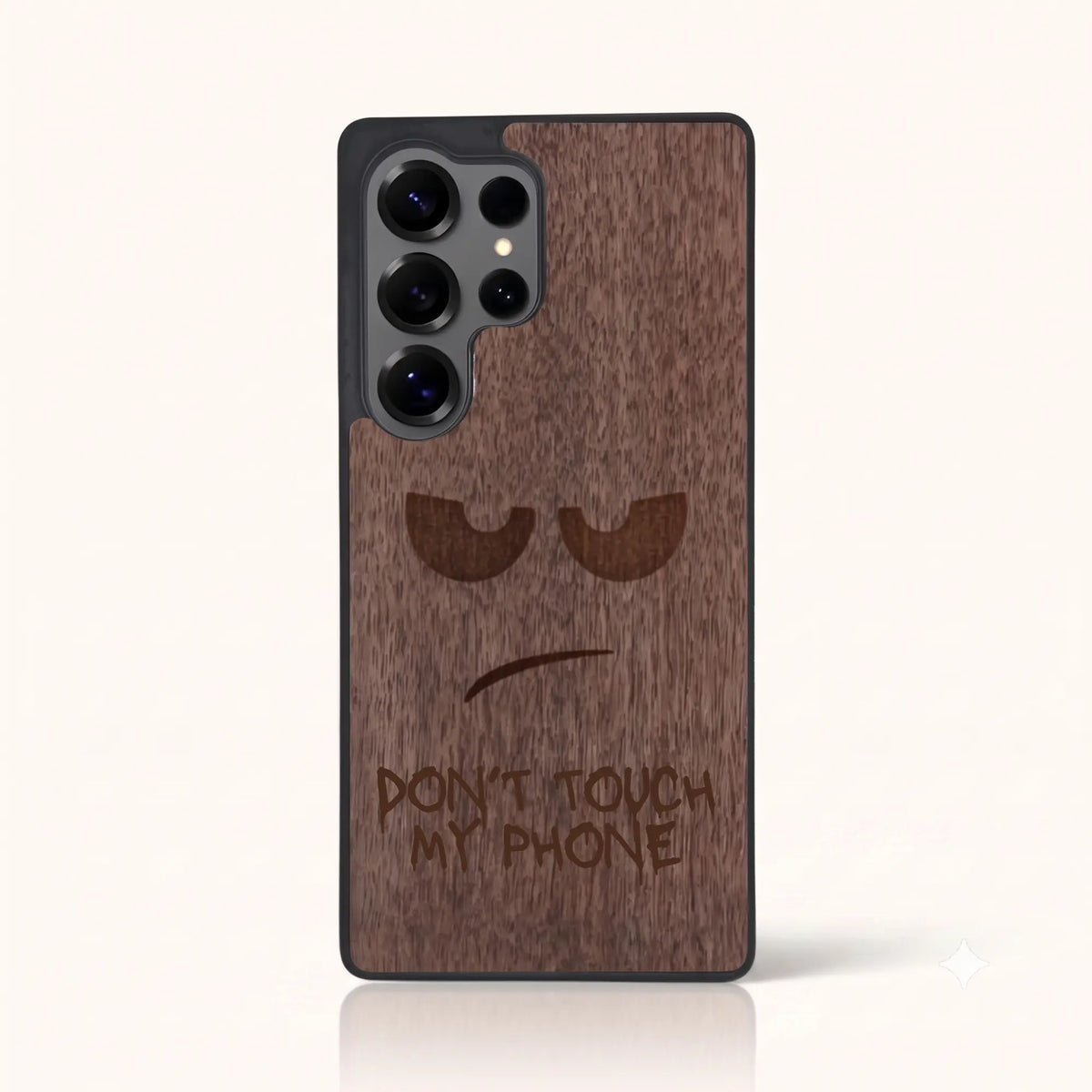 Coque Samsung S22 Ultra – Don't Touch My Phone en bois de noyer foncé