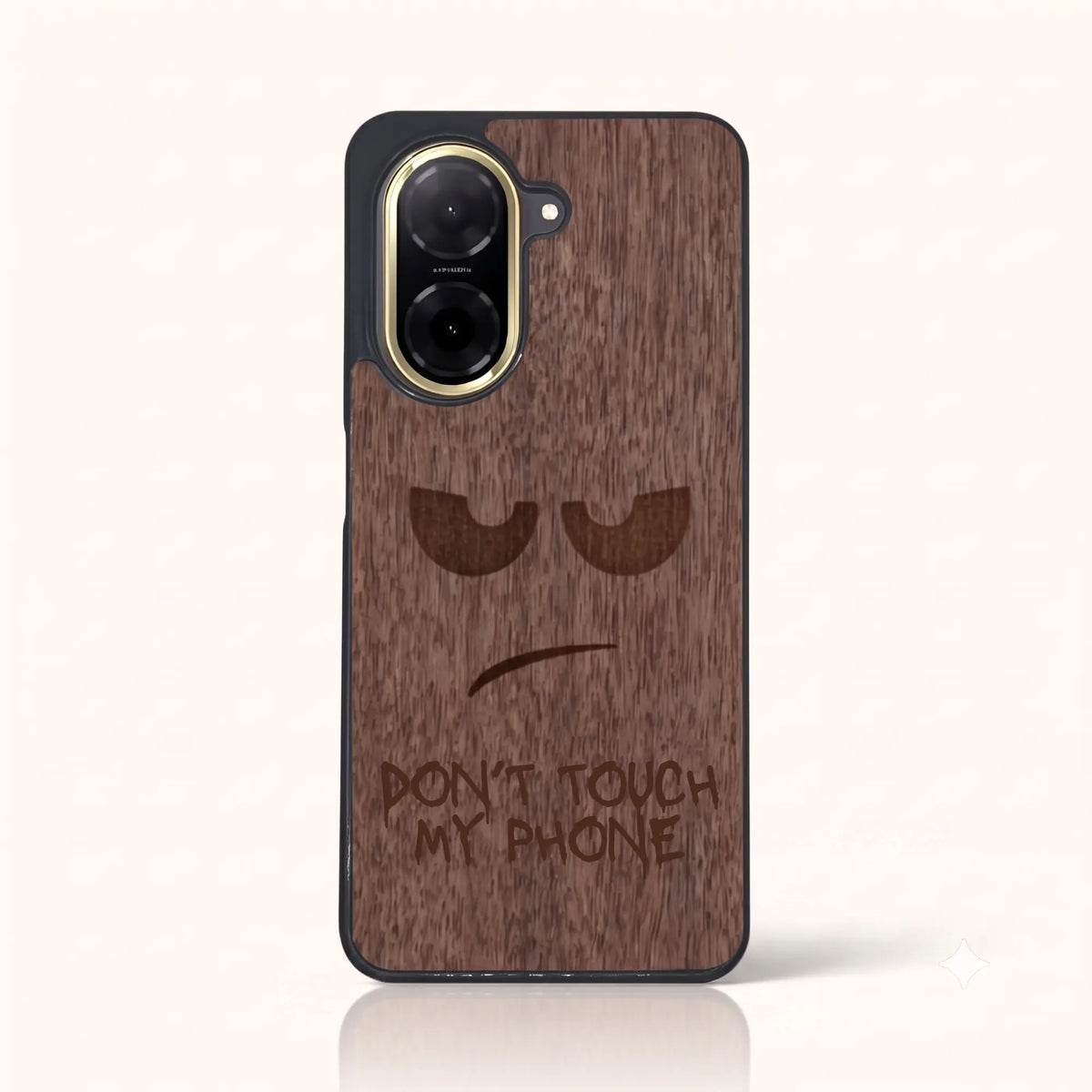 Coque Xiaomi Redmi A5 4G – Don't Touch My Phone en bois de noyer foncé