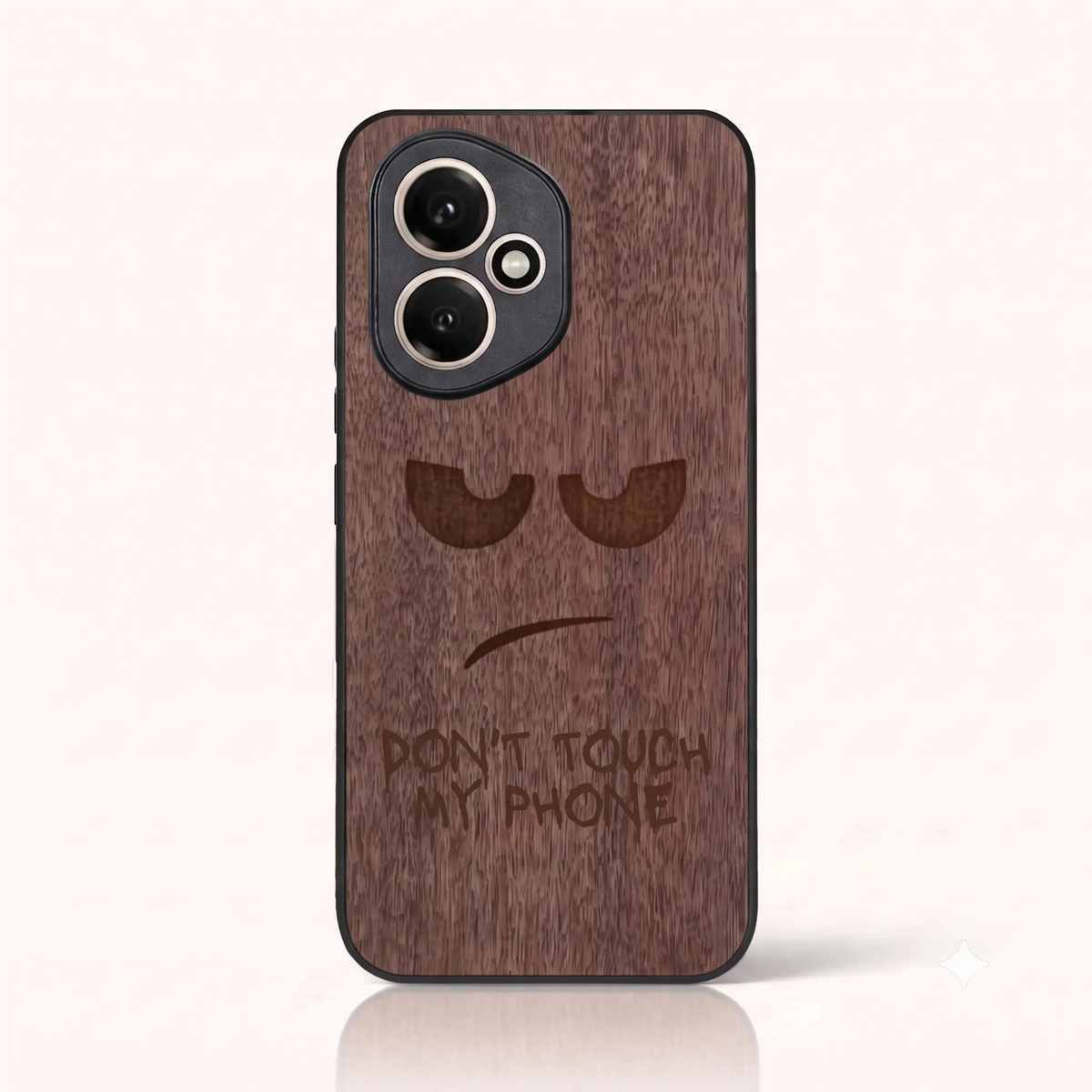 Coque Honor 400 – Don't Touch My Phone en gravure sur bois (Noyer)
