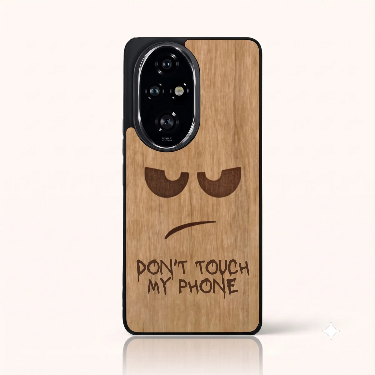 Coque Honor 200 Pro – Don't Touch My Phone en gravure sur bois (Tilleul)
