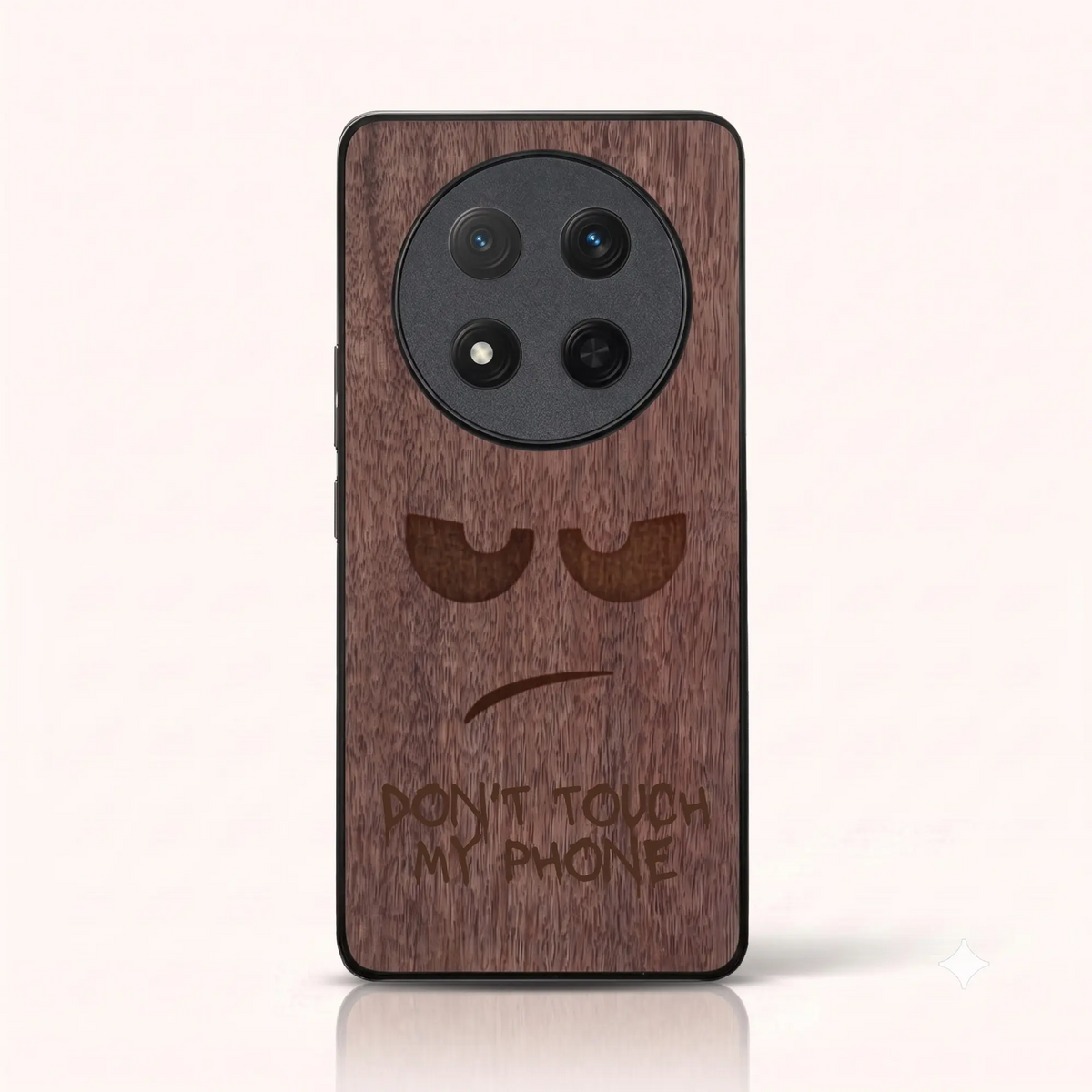 Coque Honor Magic 7 Lite – Don't Touch My Phone en gravure sur bois (Noyer)