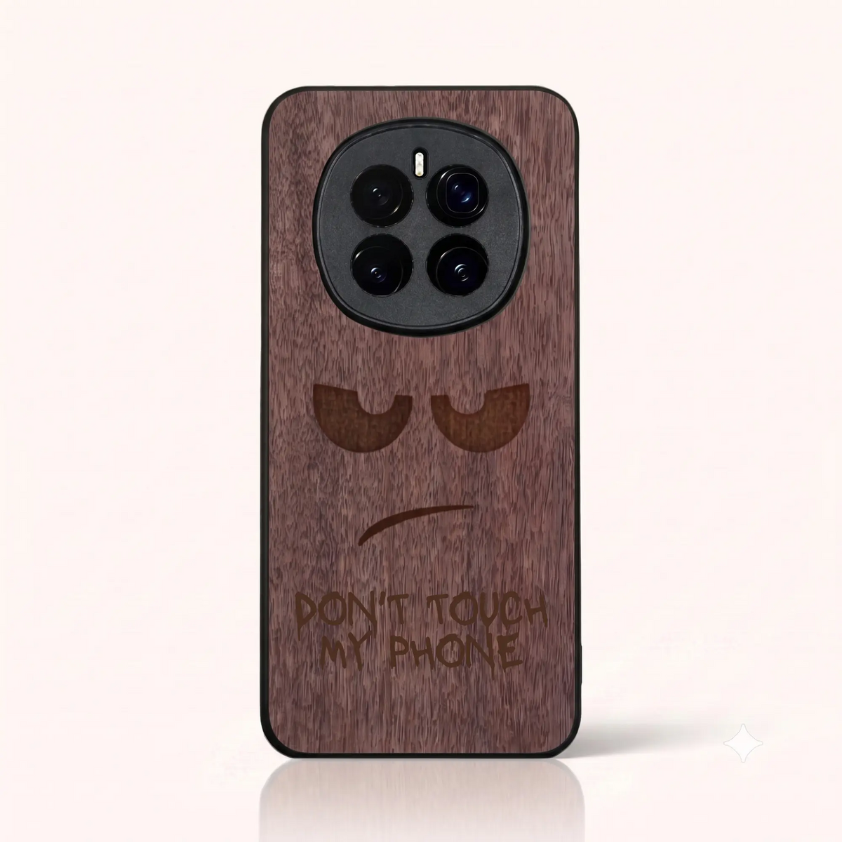 Coque Honor Magic 7 – Don't Touch My Phone en gravure sur bois (Noyer)