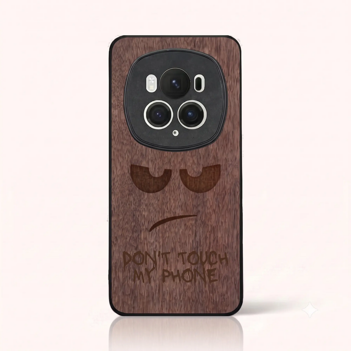 Coque Honor Magic 6 Pro – Don't Touch My Phone en gravure sur bois (Noyer)