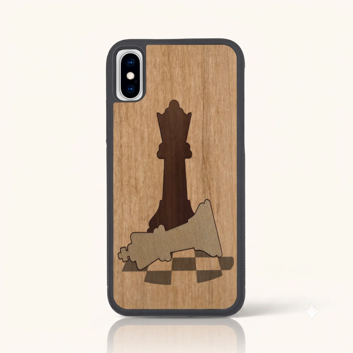 Coque iPhone XS Max – Échec et Mat en marqueterie de bois