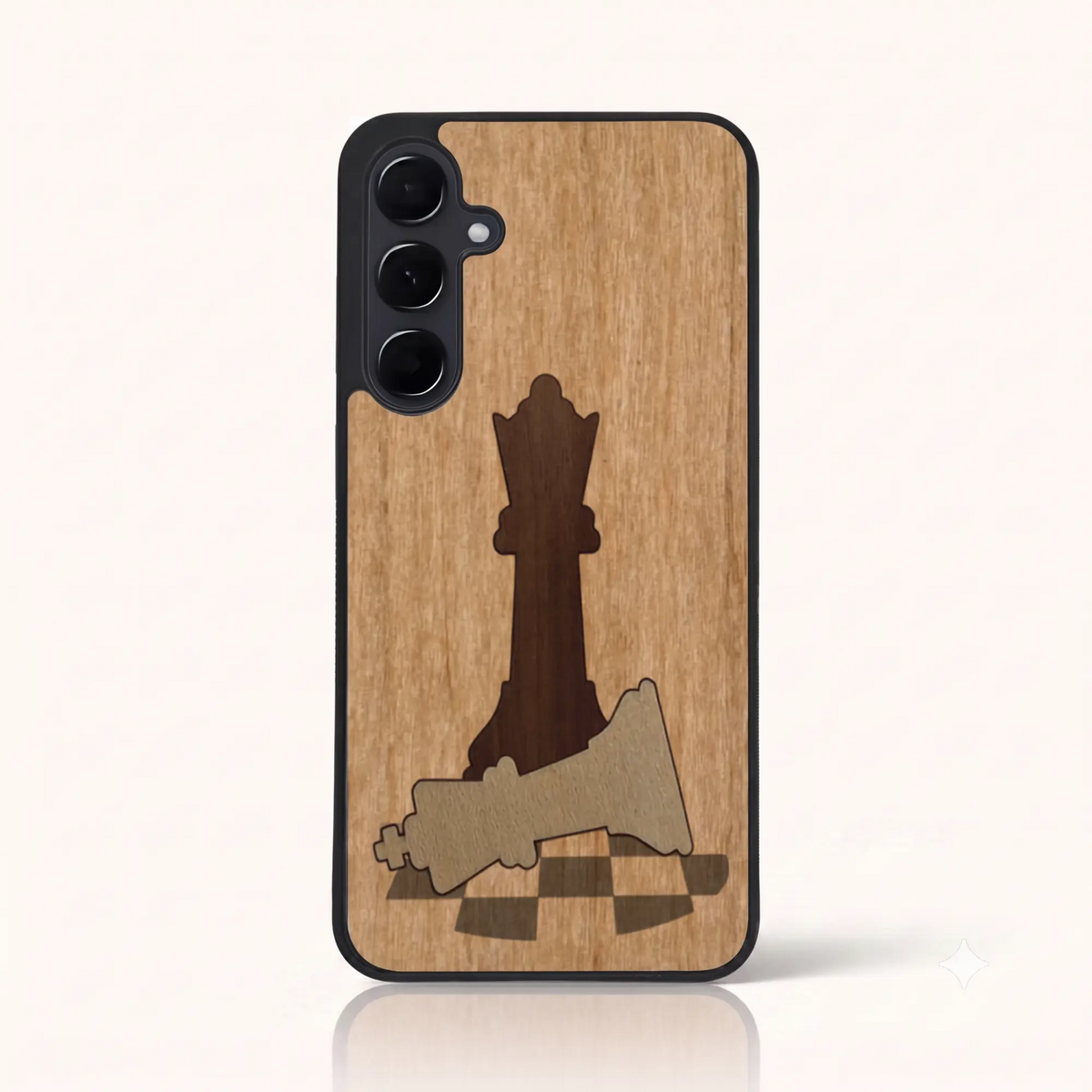 Coque de téléphone en bois marqueterie Échec et Mat – Samsung A55 5G