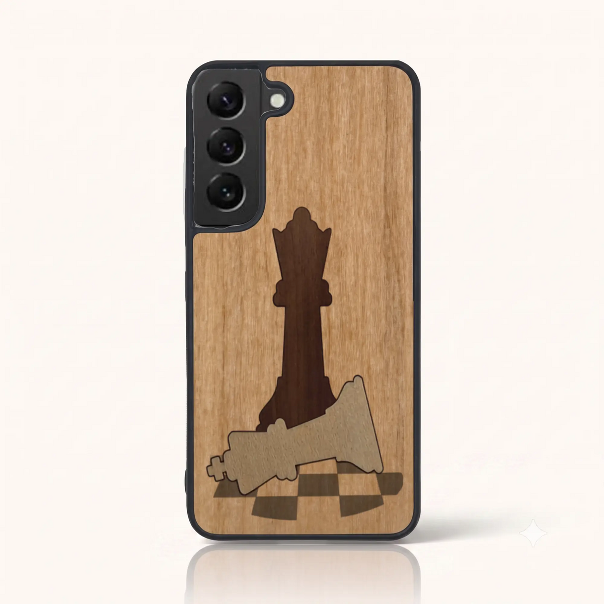 Coque de téléphone en bois marqueterie Échec et Mat – Samsung S22+