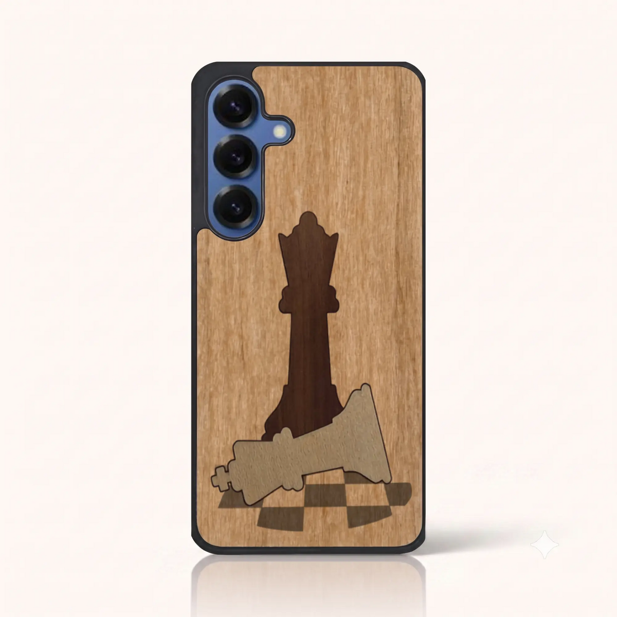 Coque de téléphone en bois marqueterie Échec et Mat – Samsung S25+