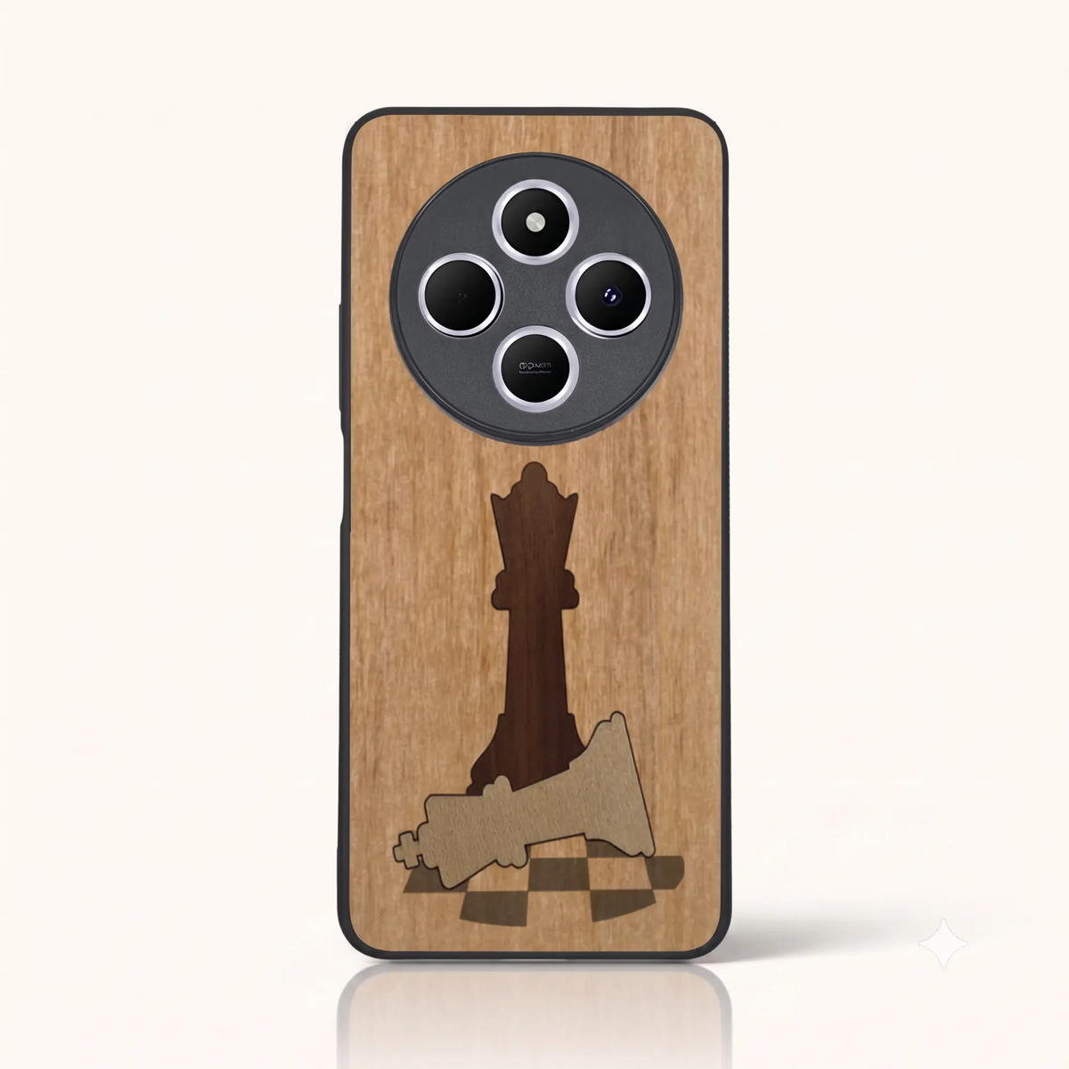 Coque de téléphone en bois marqueterie Échec et Mat – Xiaomi Redmi 14C