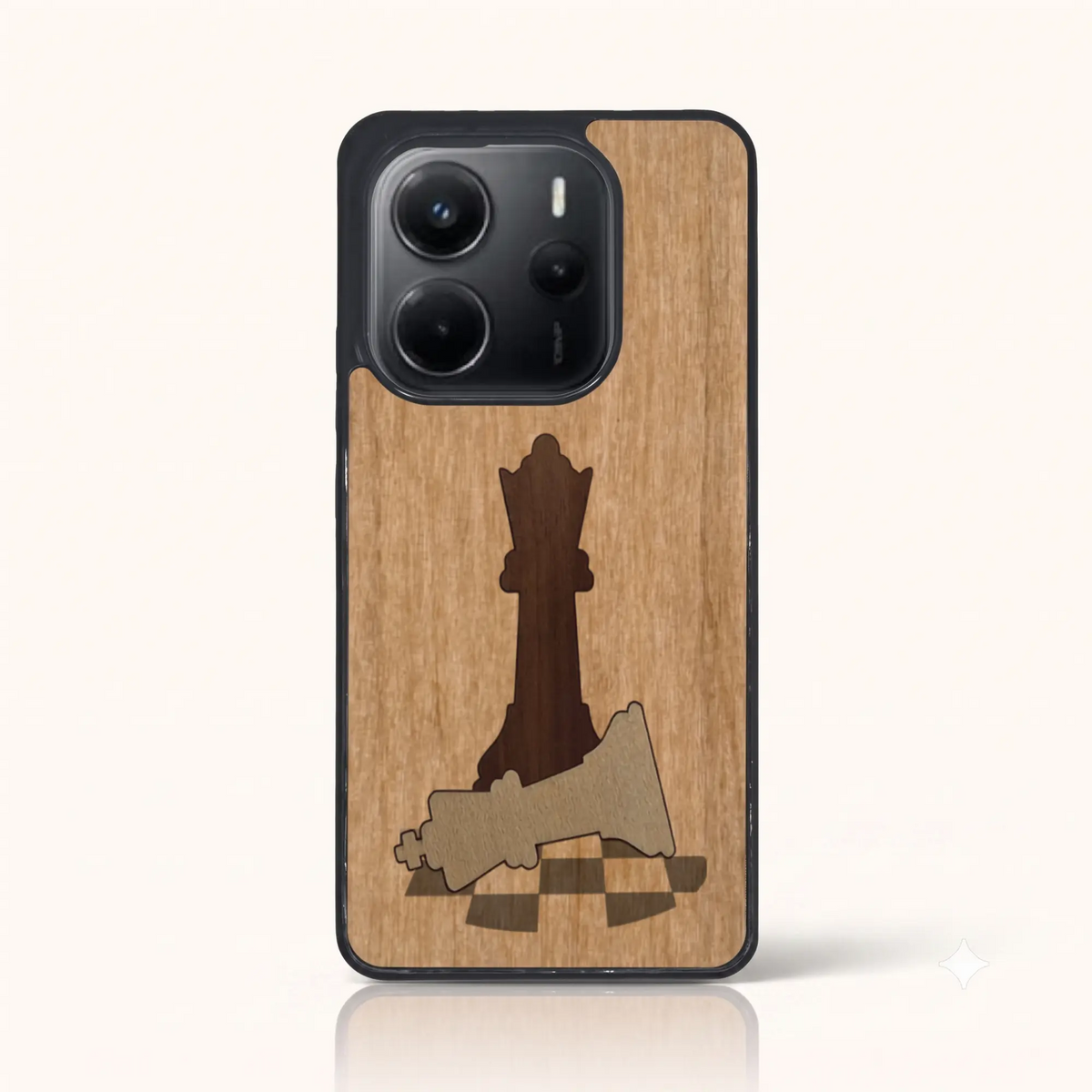 Coque de téléphone en bois marqueterie Échec et Mat – Xiaomi Redmi Note 14 5G