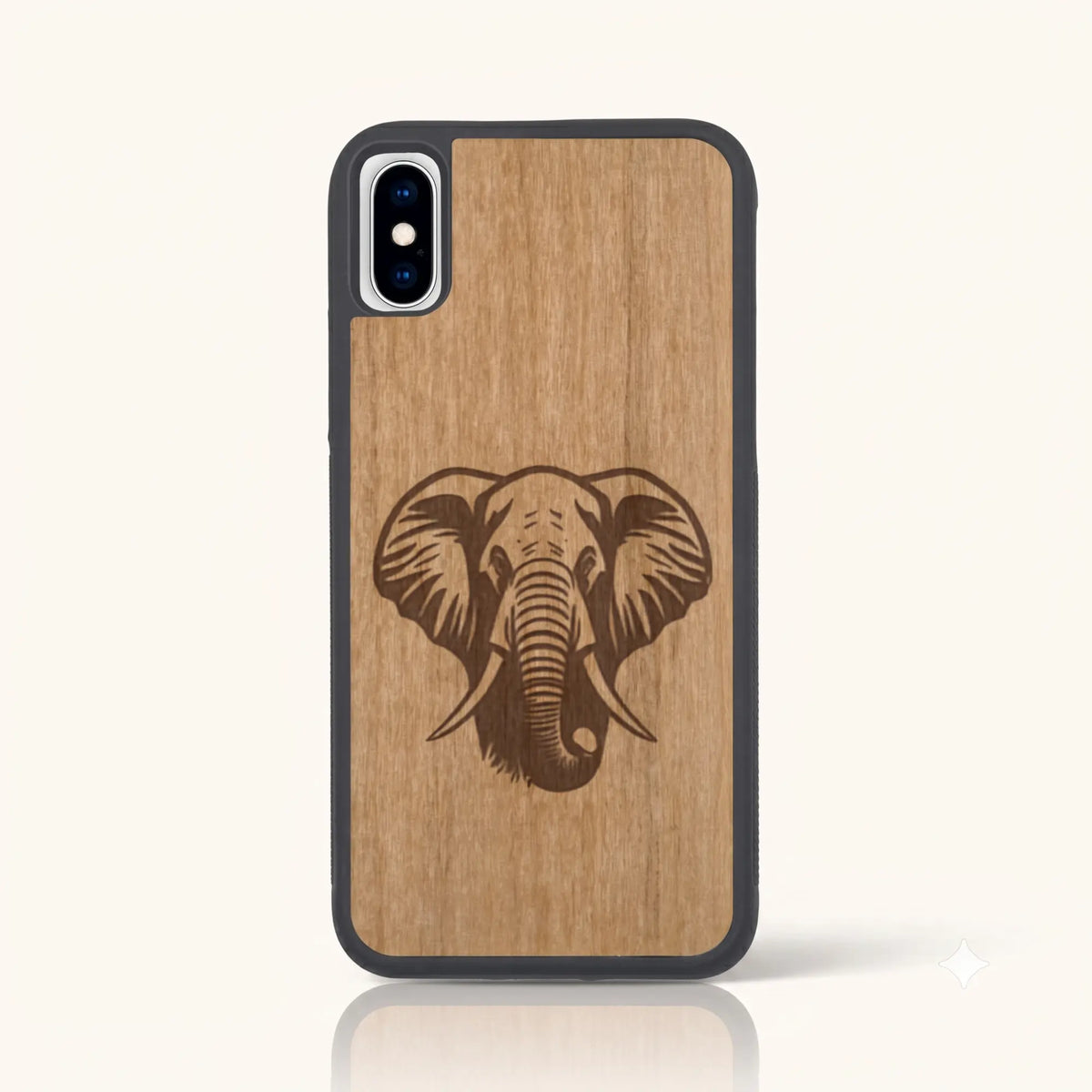 Coque iPhone XS Max – Éléphant en bois de tilleul clair