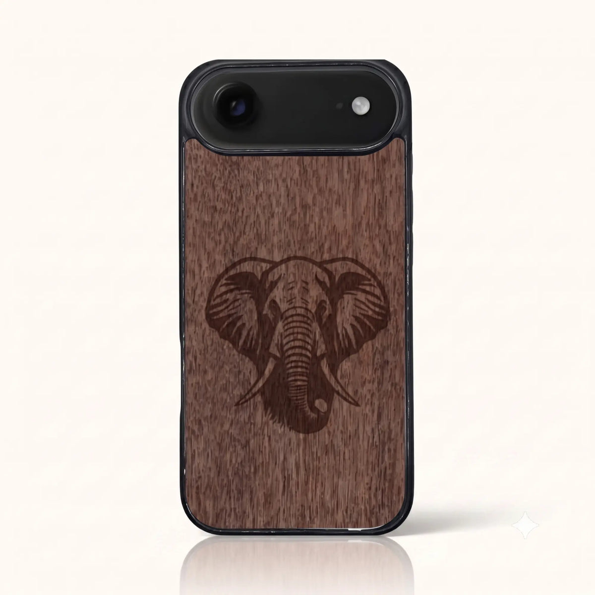 Coque iPhone Air – Éléphant en bois de noyer foncé