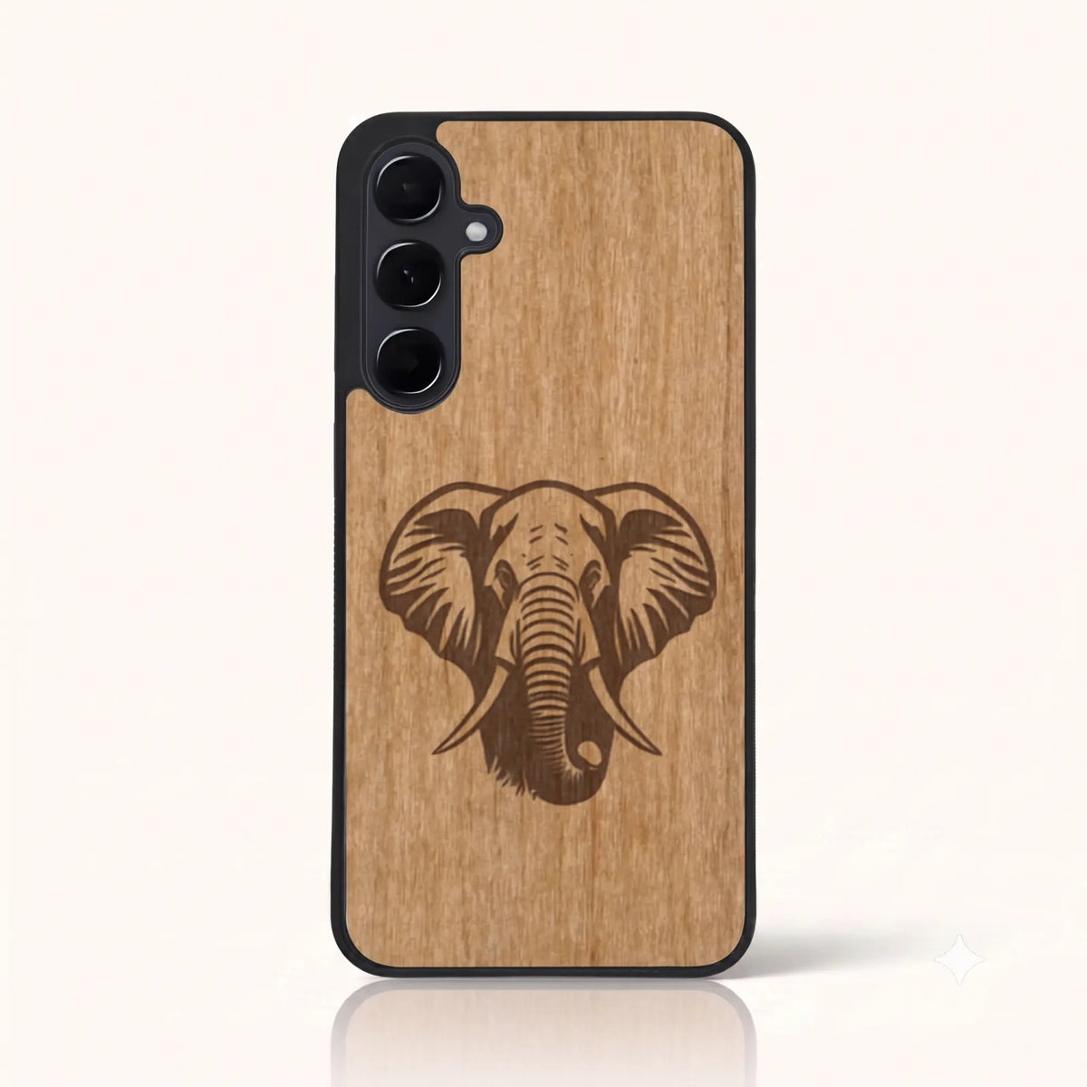 Coque Samsung A05S – Éléphant en bois de tilleul clair