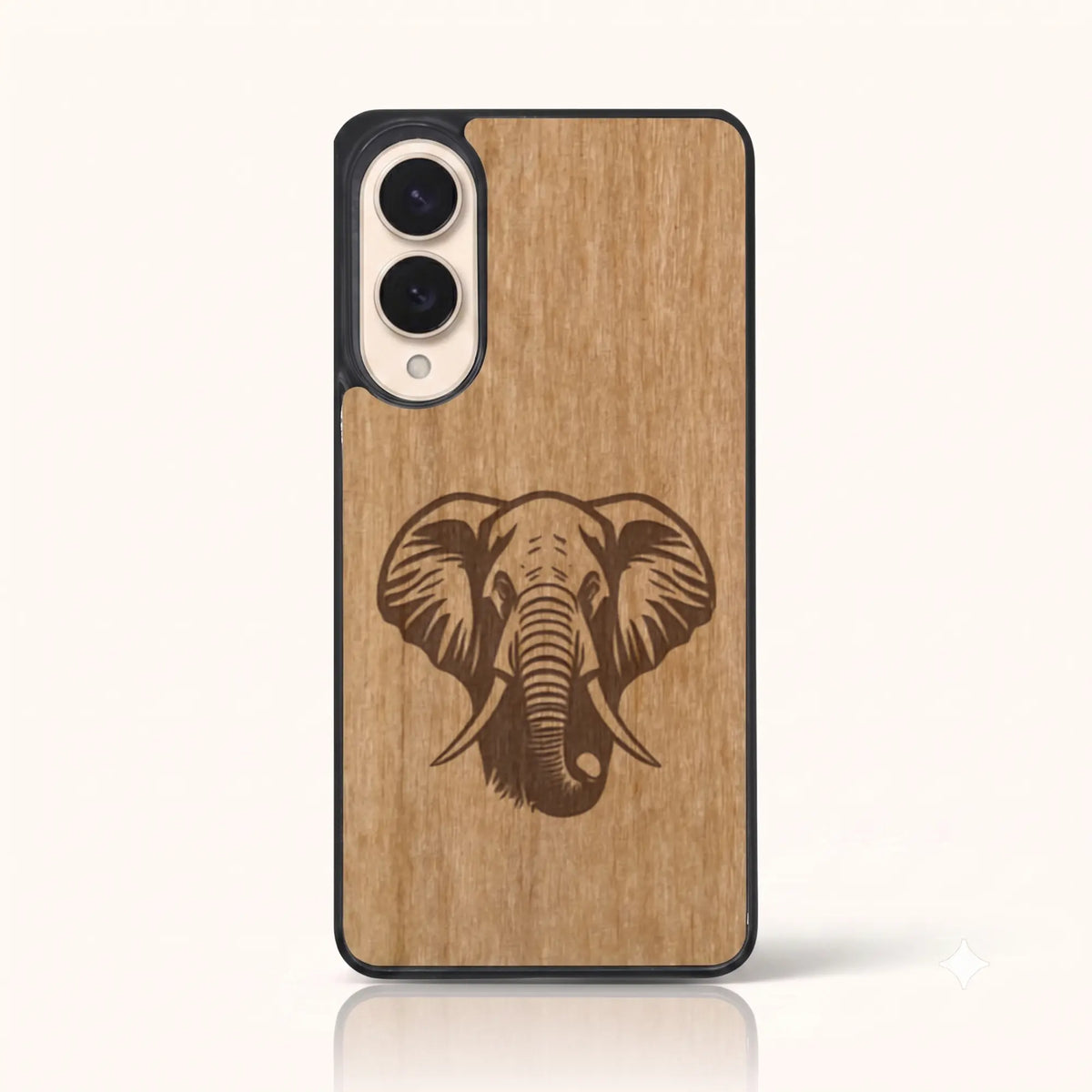 Coque Samsung S25 Edge – Éléphant en bois de tilleul clair