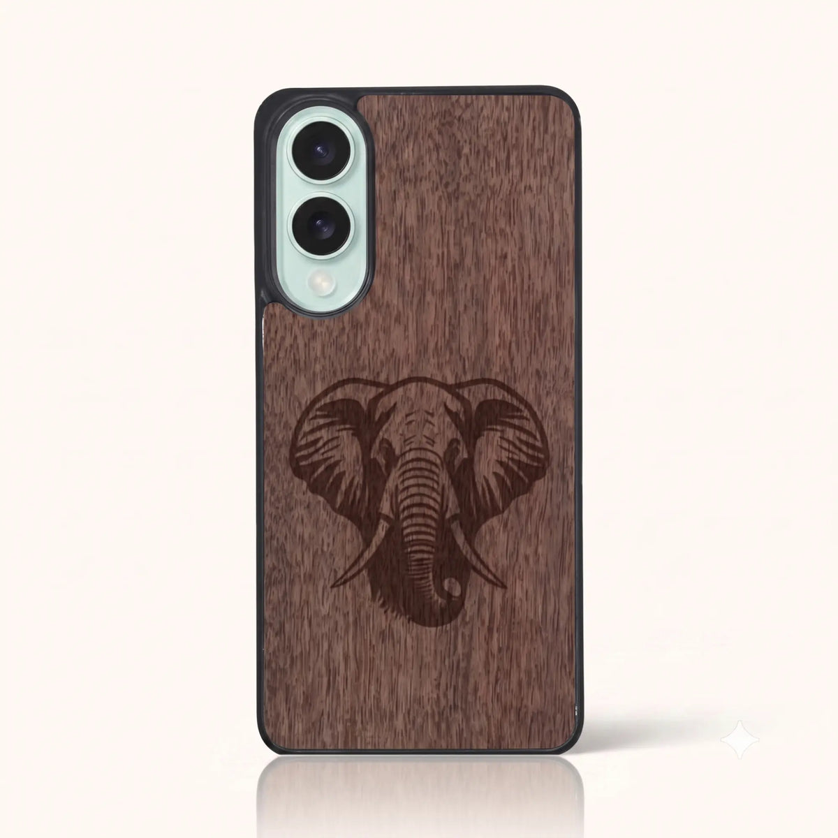 Coque Samsung S25 Edge – Éléphant en bois de noyer foncé
