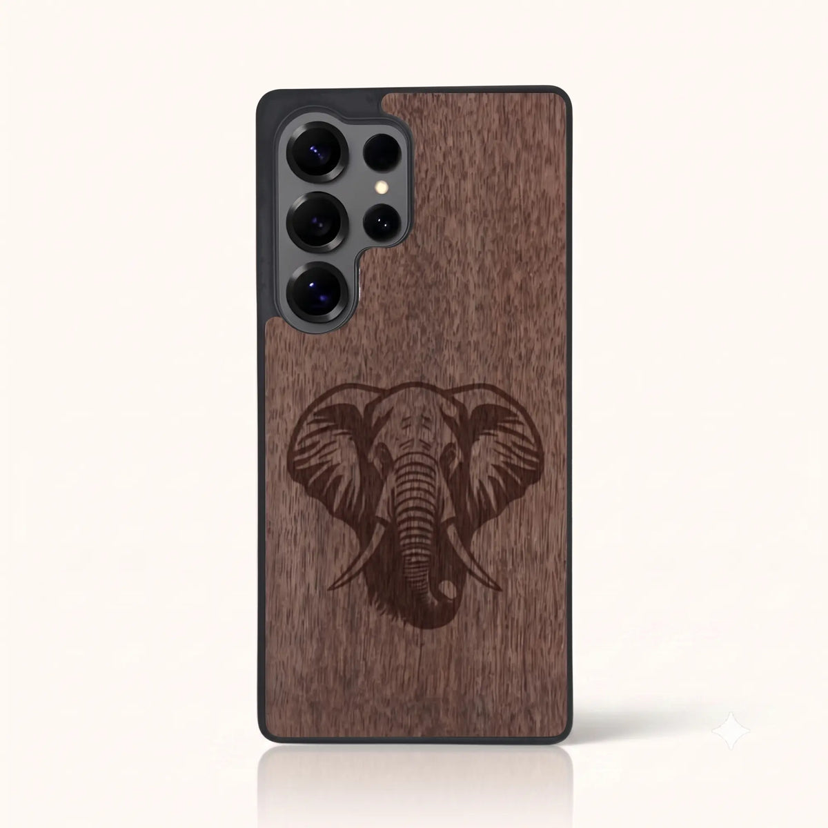 Coque Samsung S22 Ultra – Éléphant en bois de noyer foncé