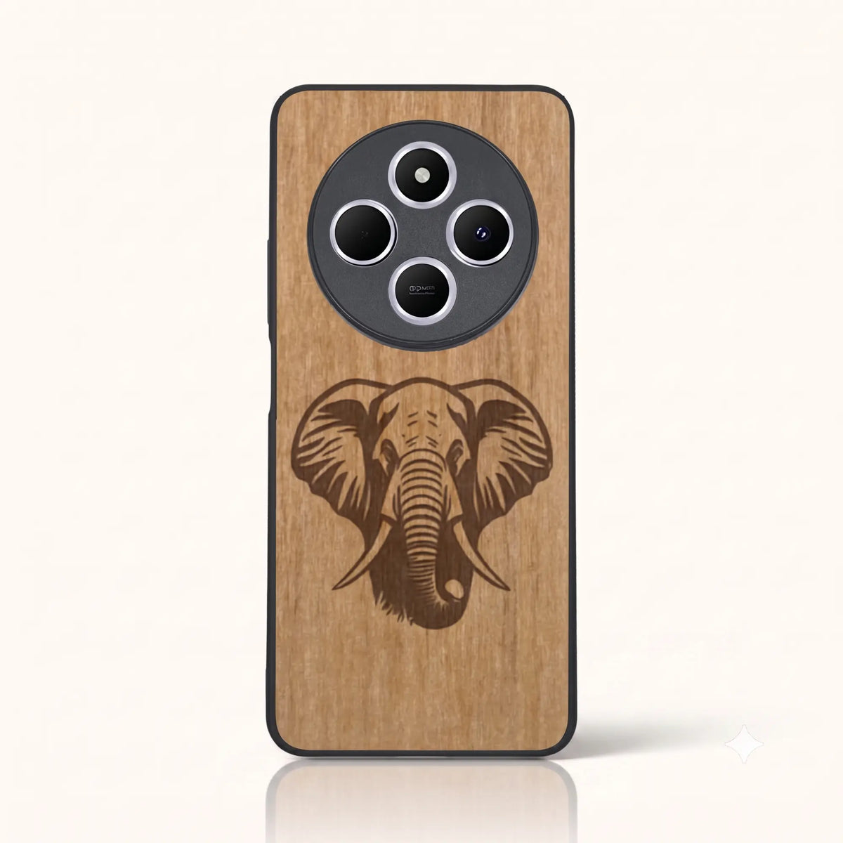 Coque Xiaomi Redmi 14C – Éléphant en bois de tilleul clair