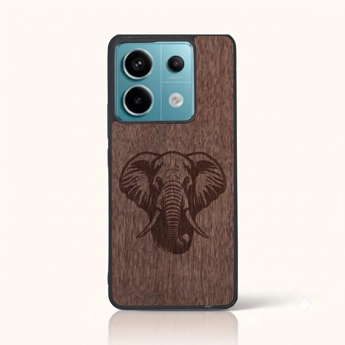 Coque Xiaomi Redmi Note 13 Pro 5G – Éléphant en bois de noyer foncé