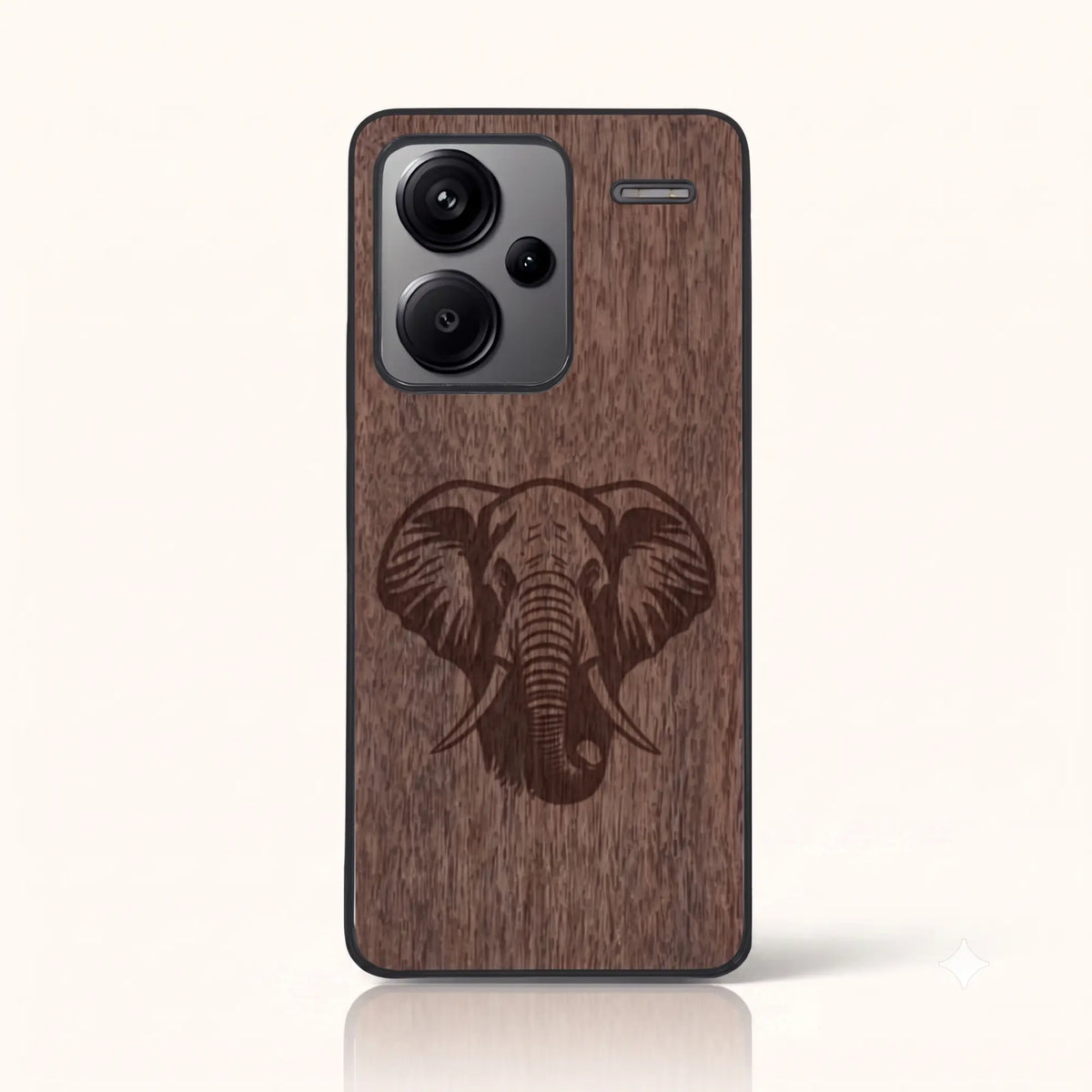 Coque Xiaomi Redmi Note 13 Pro Plus 5G – Éléphant en bois de noyer foncé