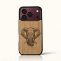 Coque iPhone 18 Pro – Éléphant en bois de tilleul clair