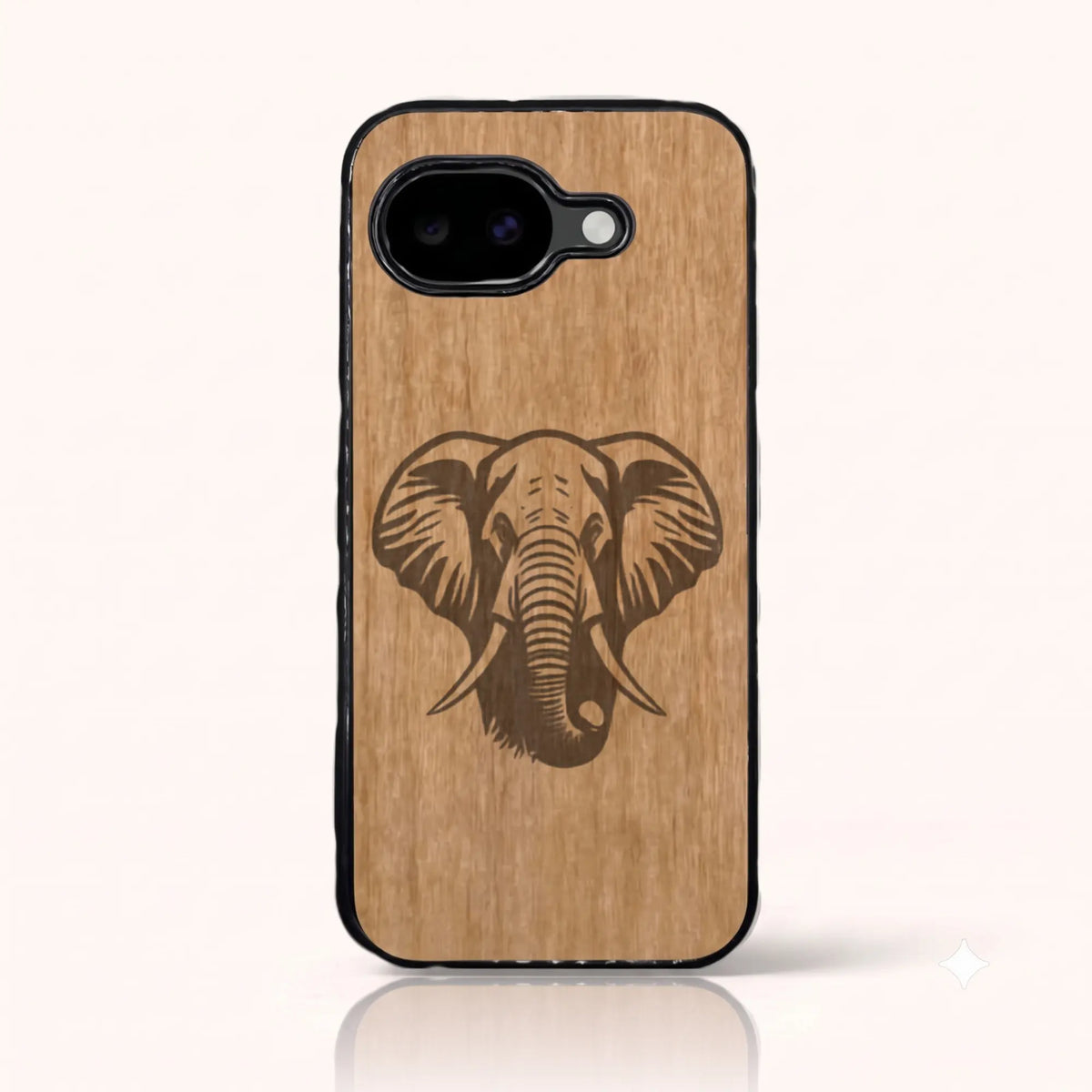 Coque Pixel 10A – Éléphant en bois de tilleul clair