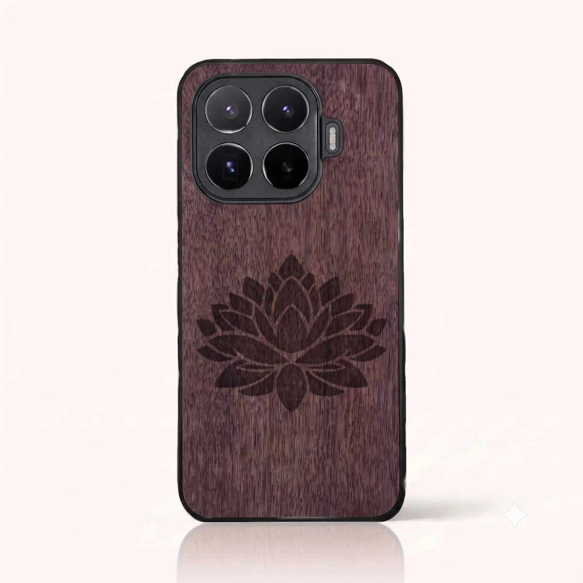 Coque Xiaomi Mi 17T Pro – Fleur de Lotus en bois de noyer foncé